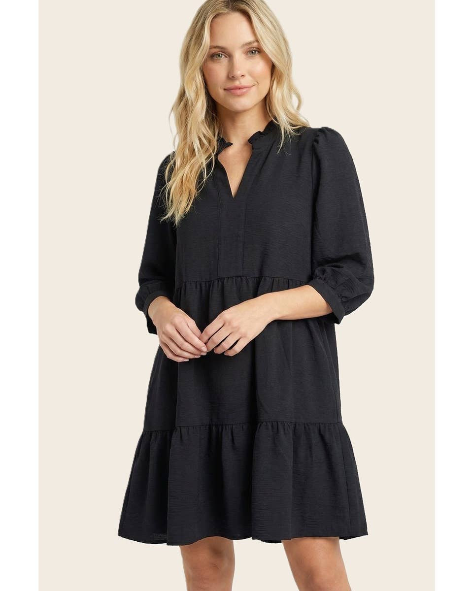 Black frilled tiered dress