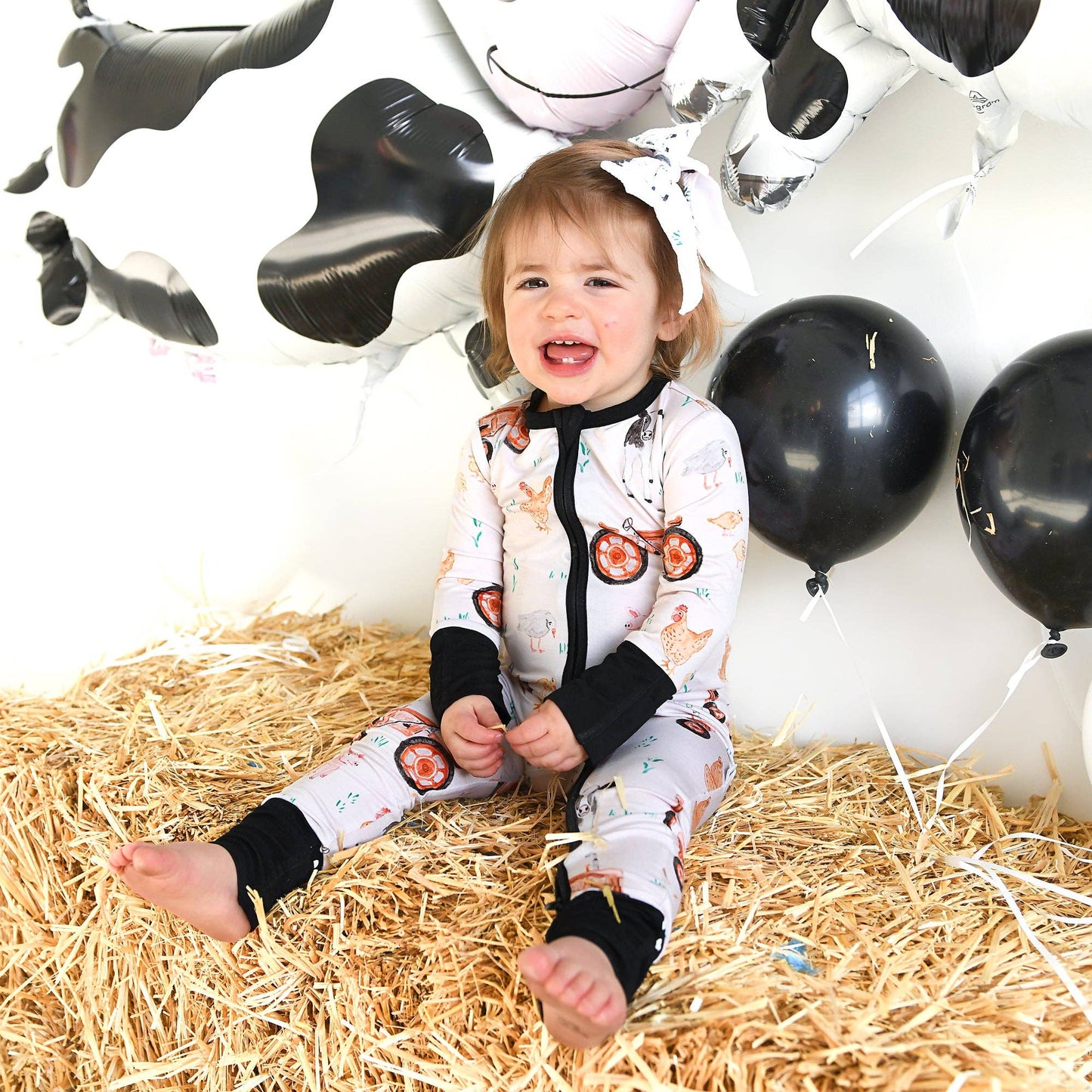 Millie Moo ZIP Bamboo Farm OnePiece 2-Way Zipper Baby Outfit