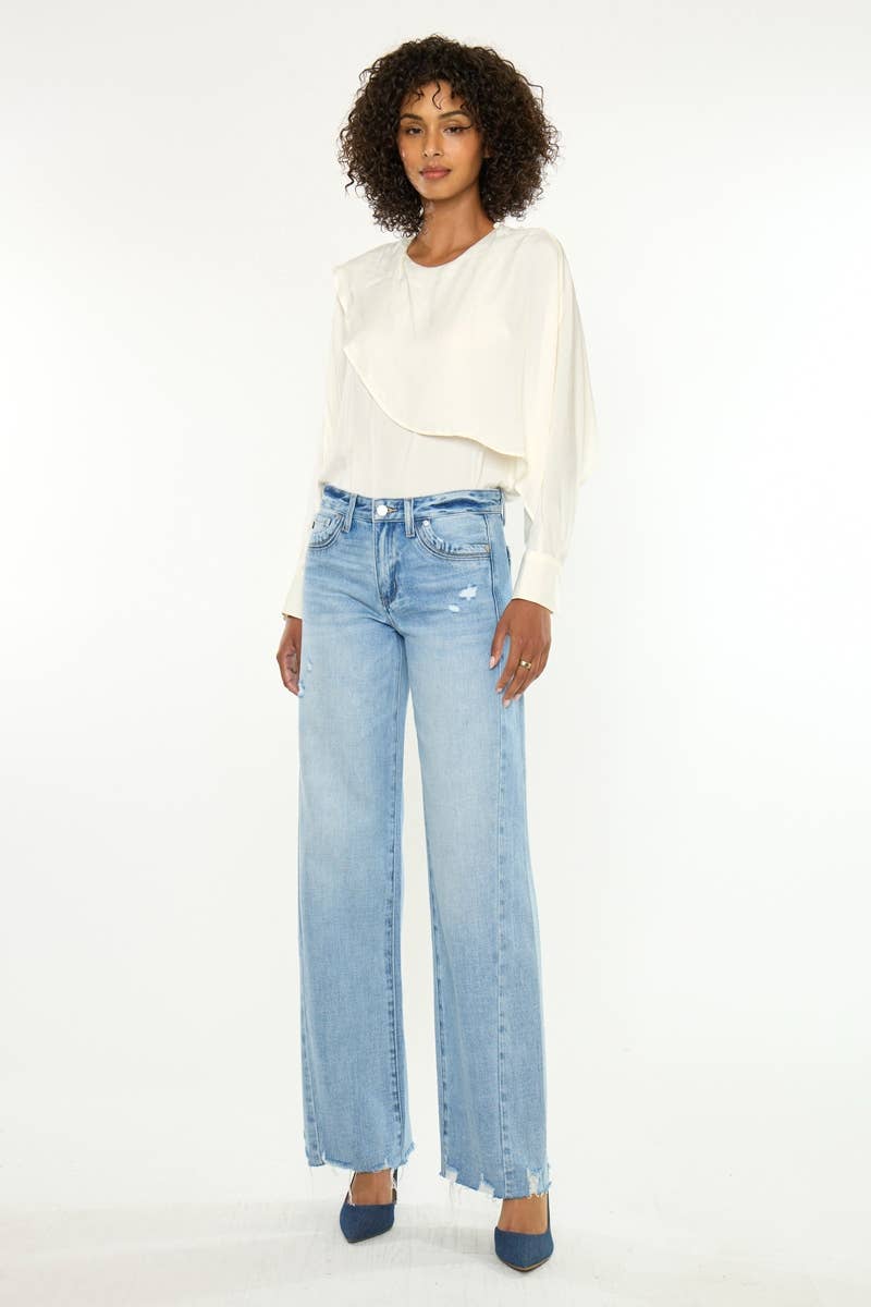 Kan Can Mid Rise Wide Leg Medium light wash
