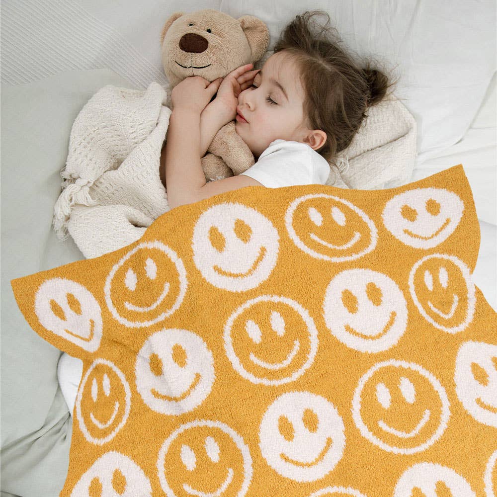 Smile Patterned Reversible Kids Throw Blanket