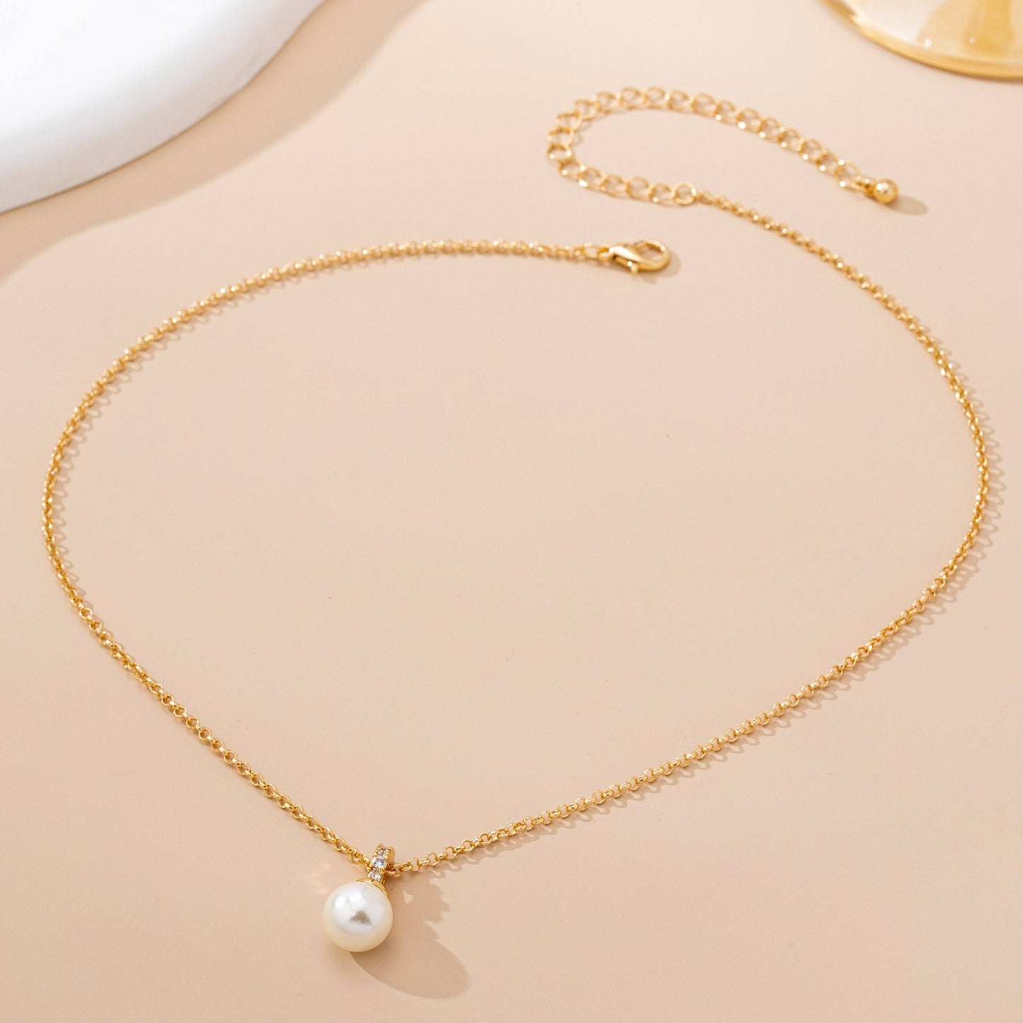 Classic CZ Crystal & Pearl Pendant Necklace
