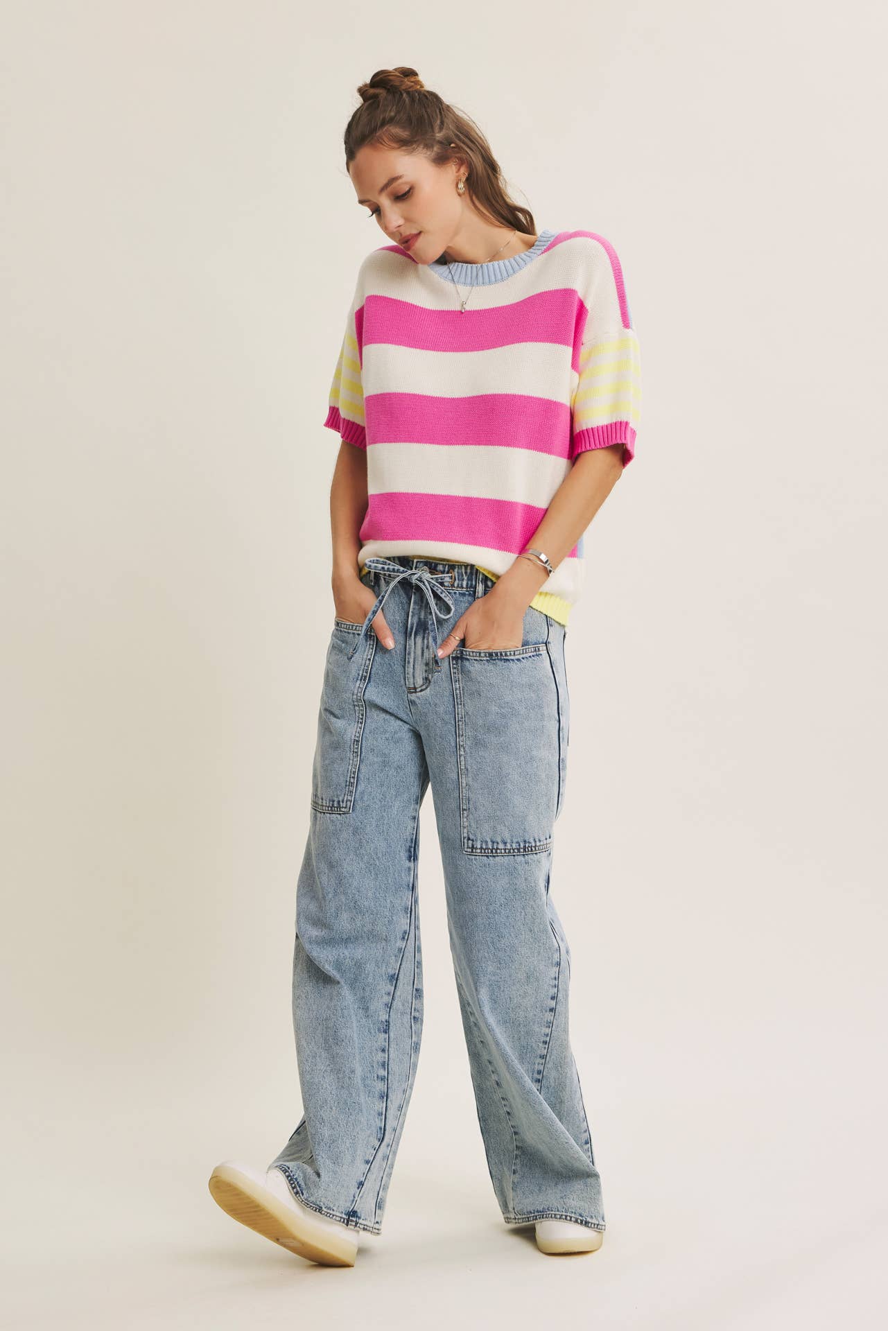 Summer multi stripe sweater top