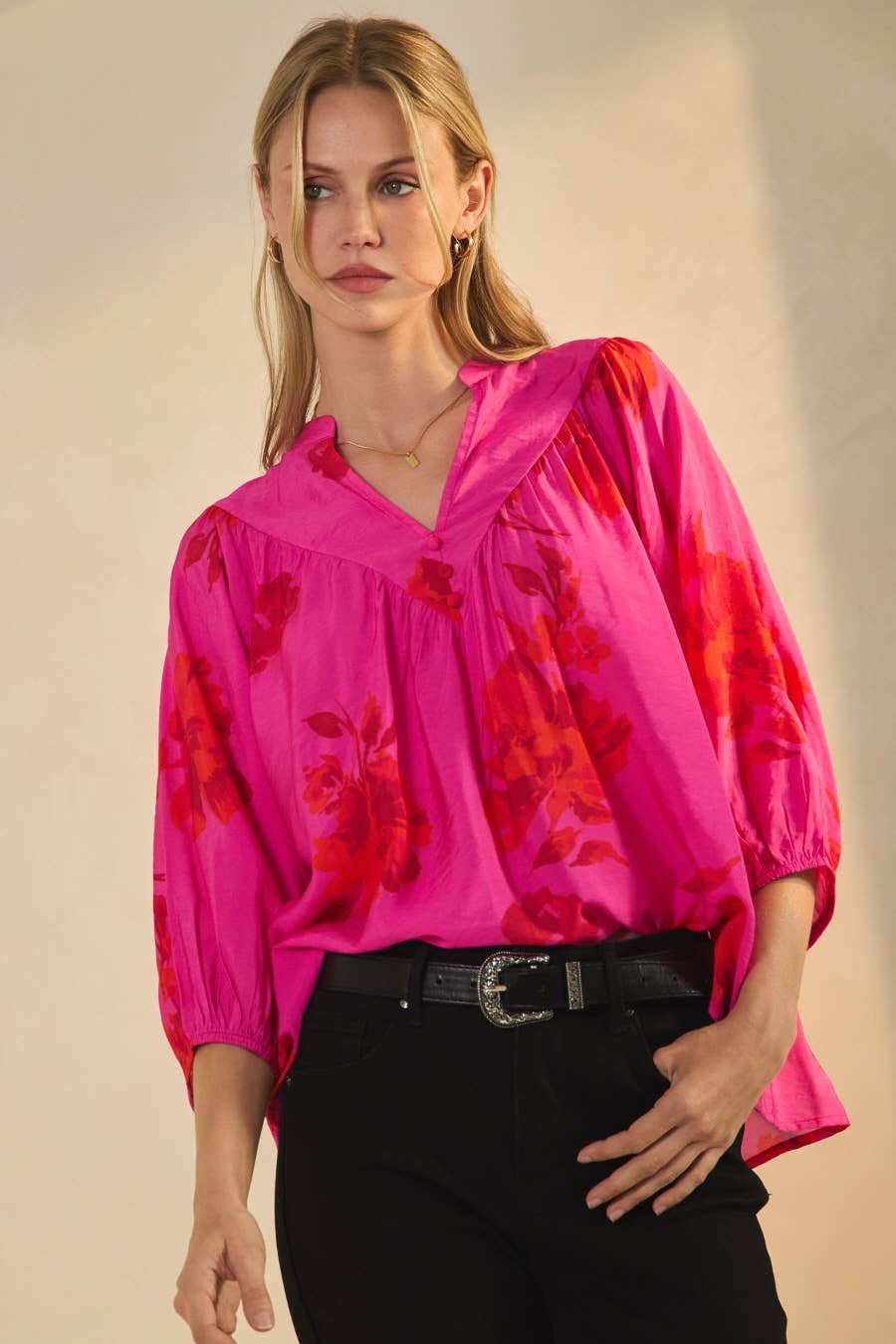 Plus Floral Printed Blouse