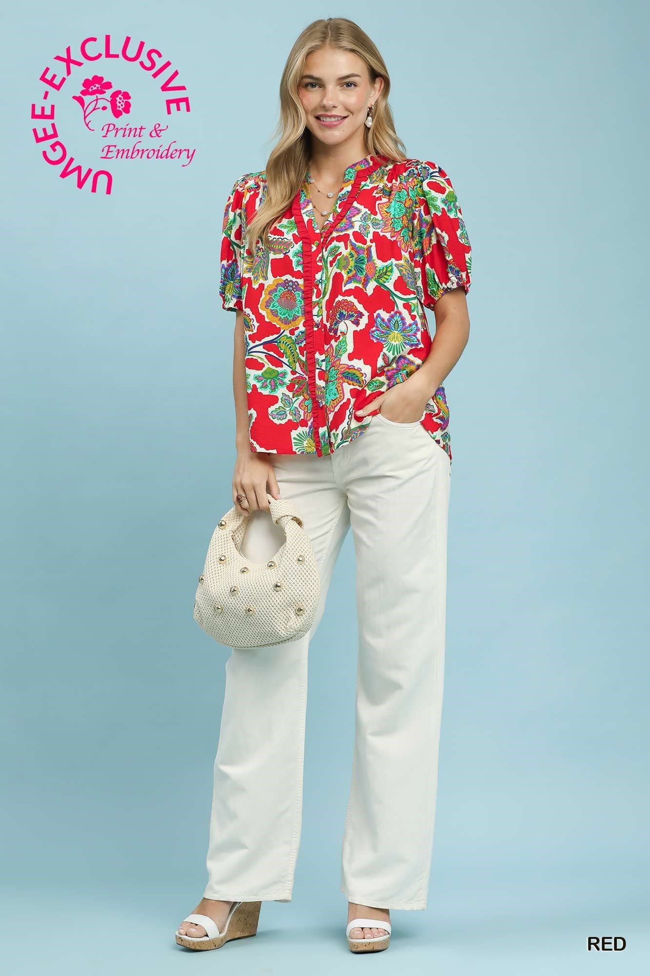 Red Floral Print Top