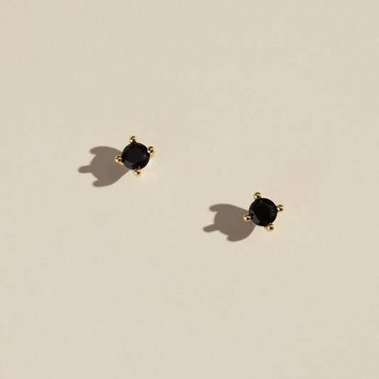 Black Crystal Studs Nickel & Suede