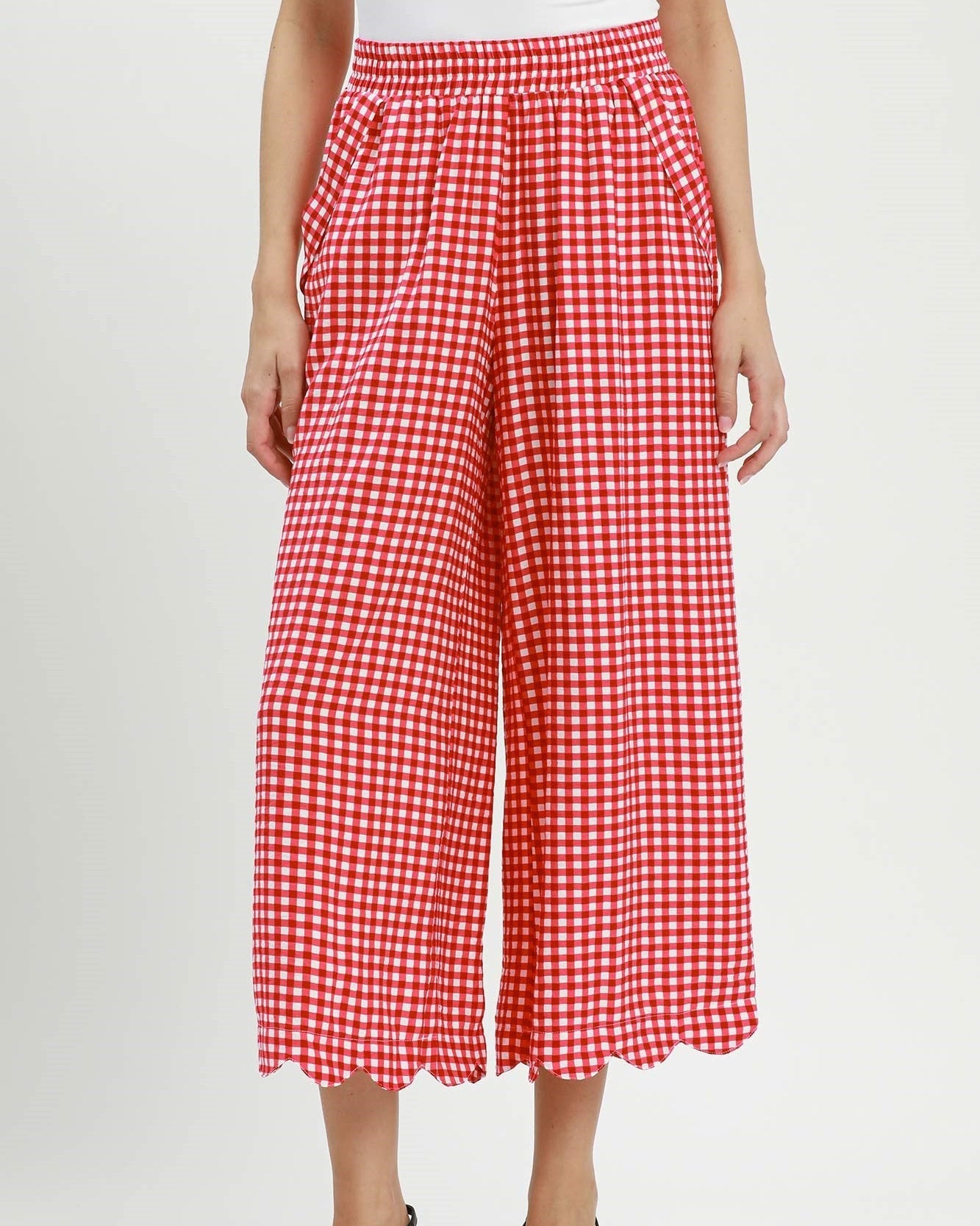 Red Gingham Check Print Pant