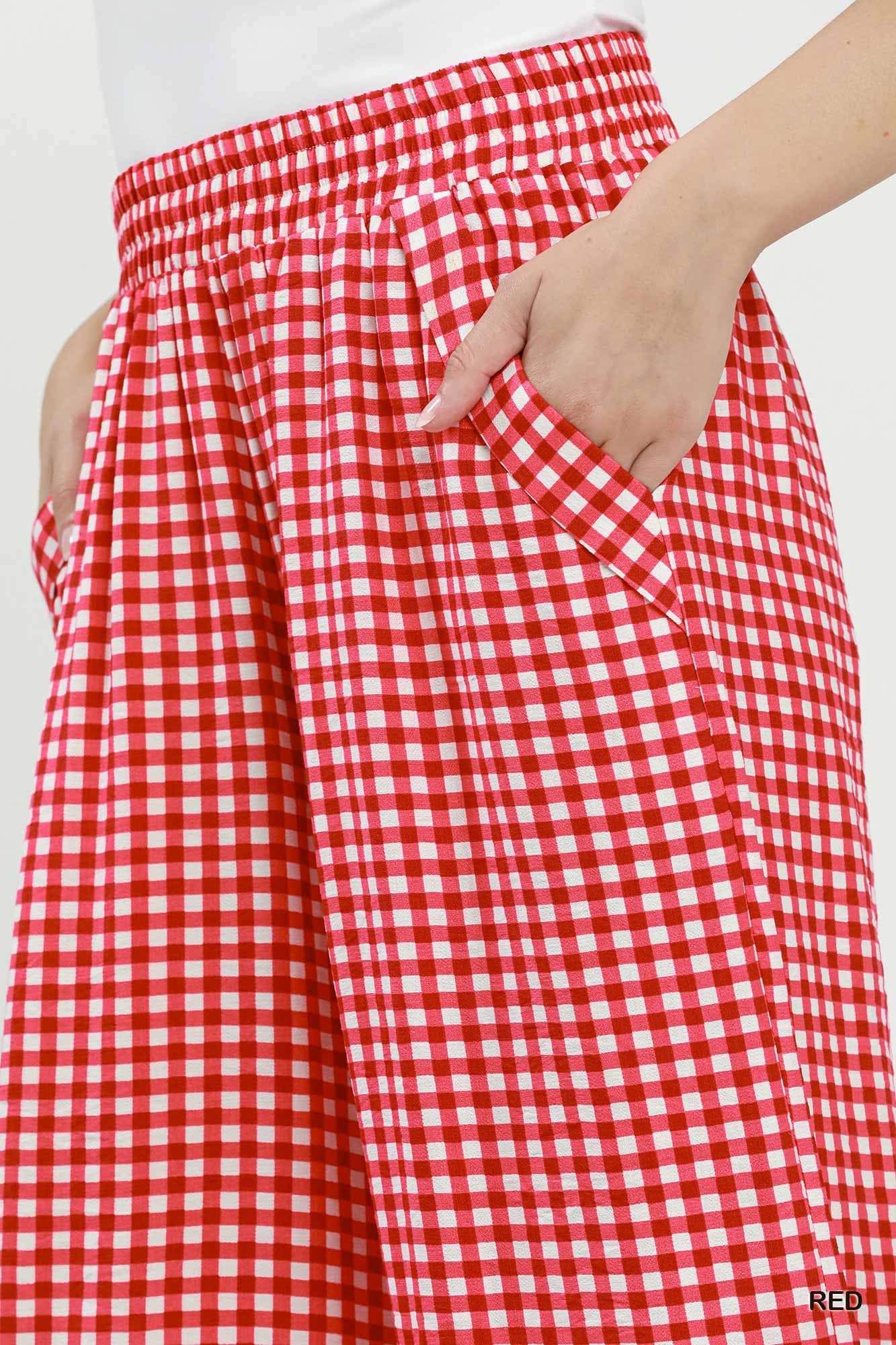 Red Gingham Check Print Pant