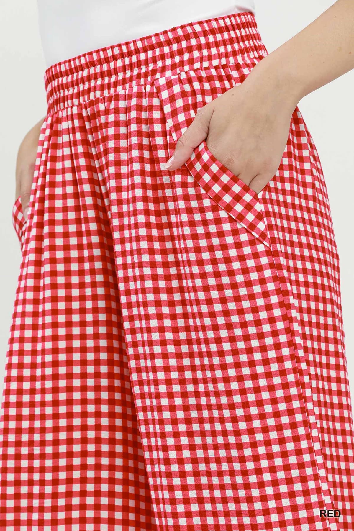 Red Gingham Check Print Pant