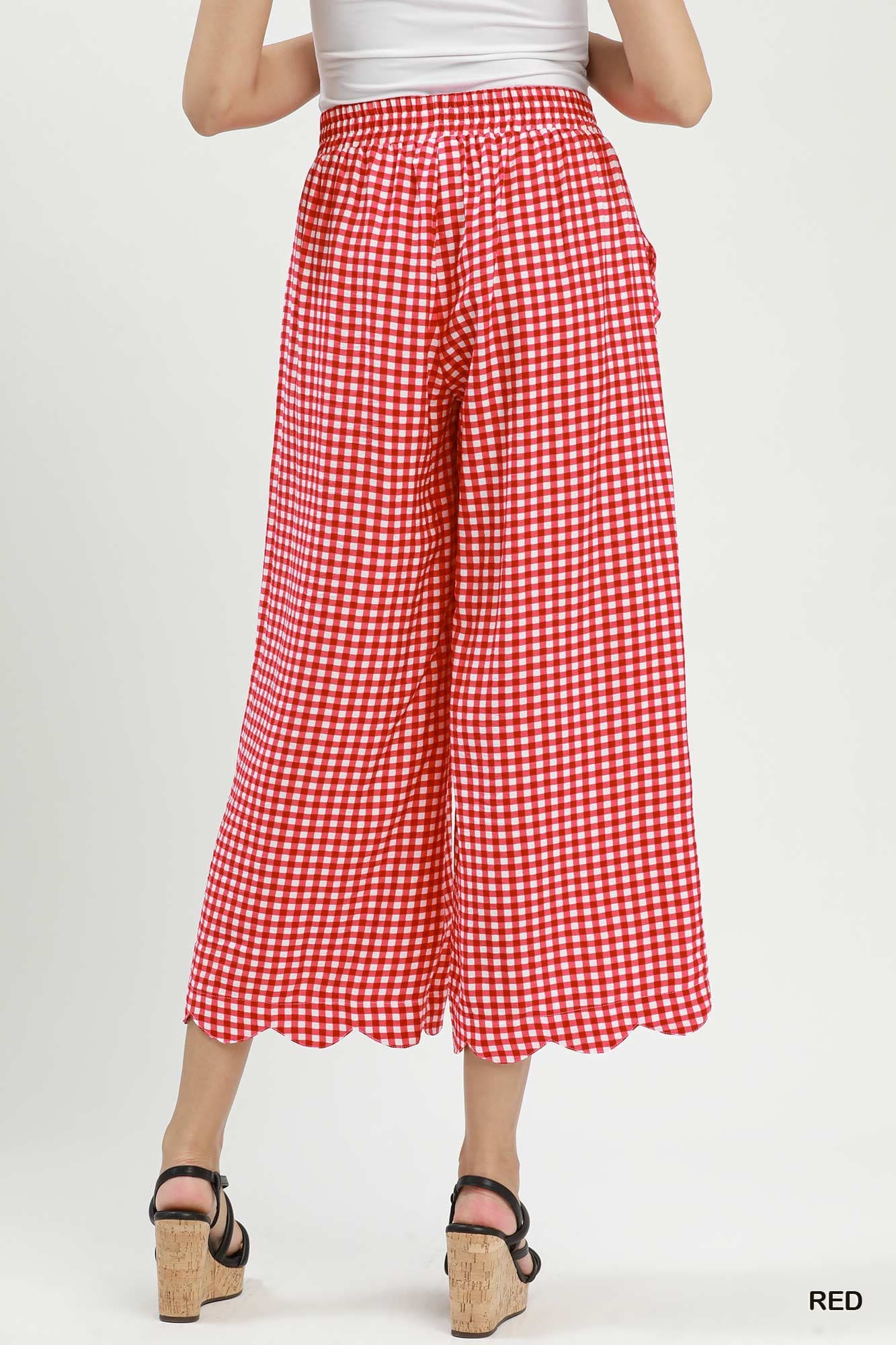 Red Gingham Check Print Pant