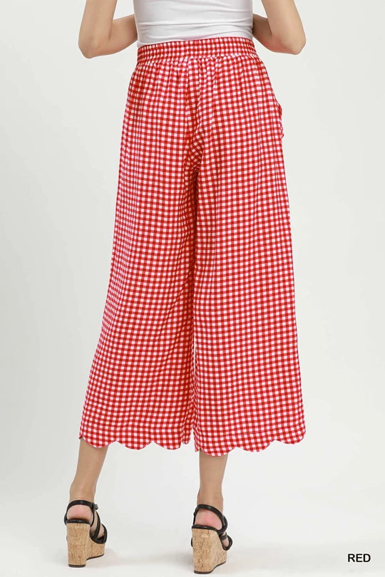 Red Gingham Check Print Pant