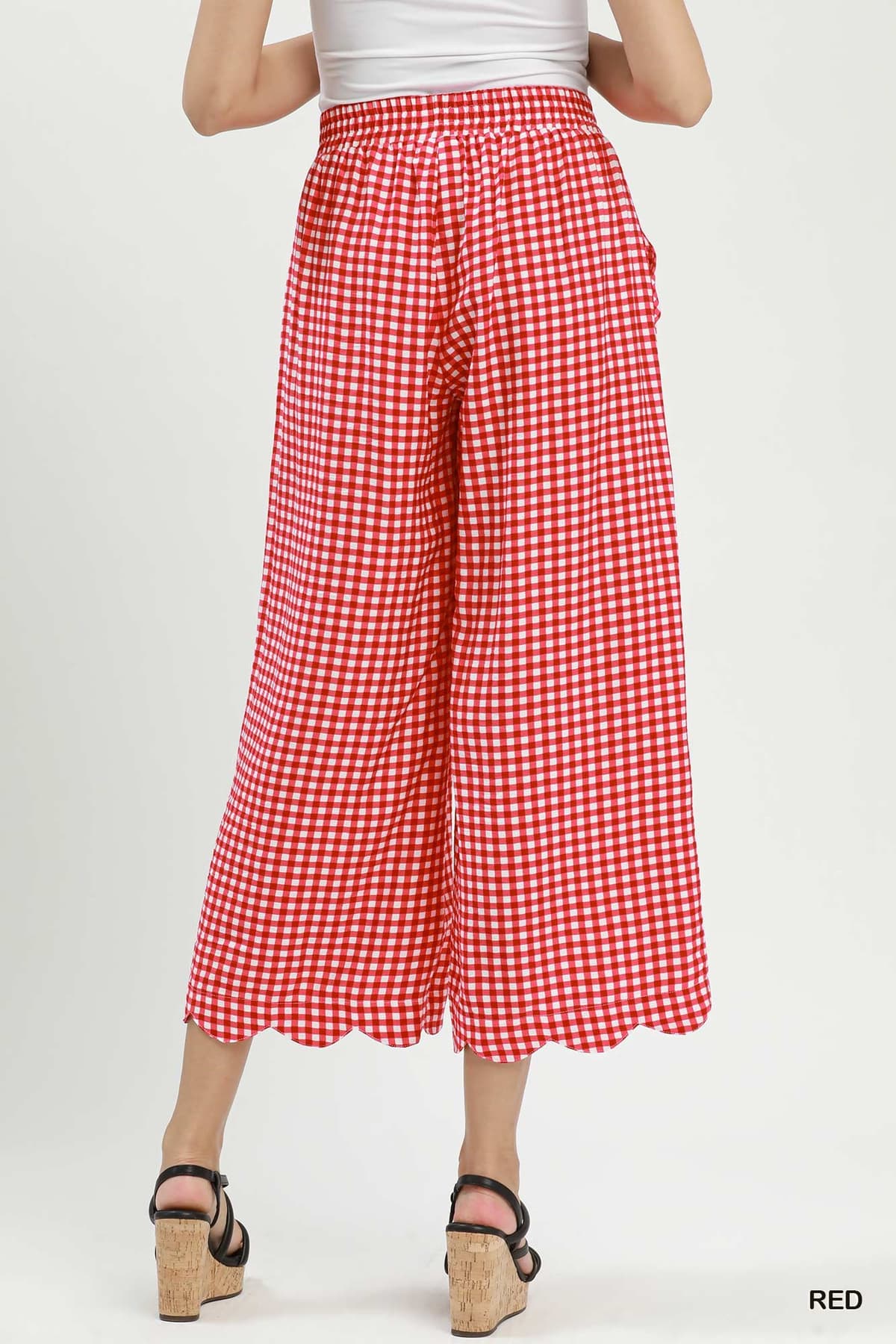 Red Gingham Check Print Pant