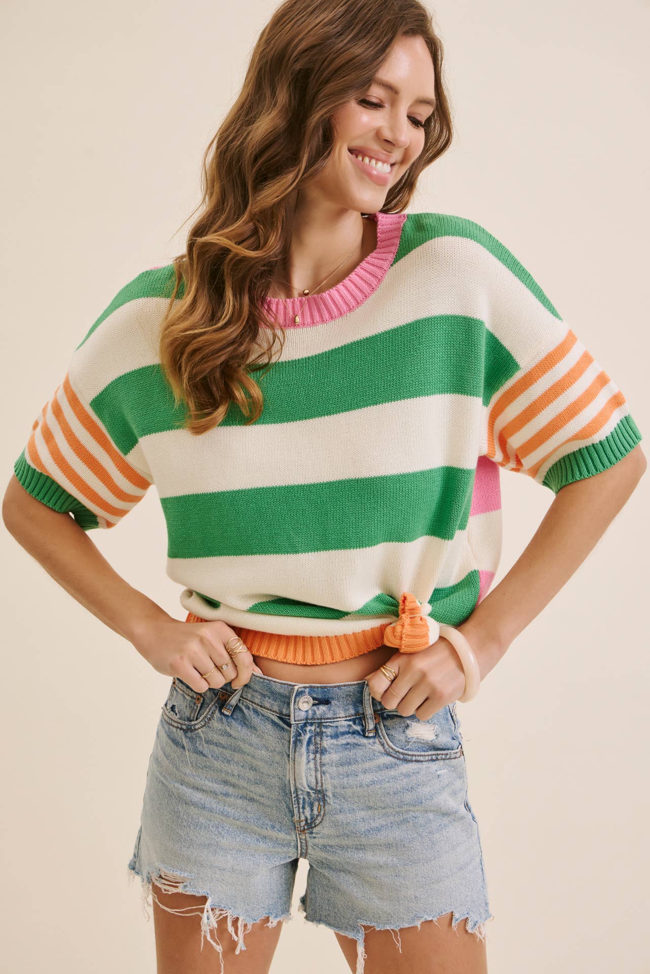 Summer multi stripe sweater top