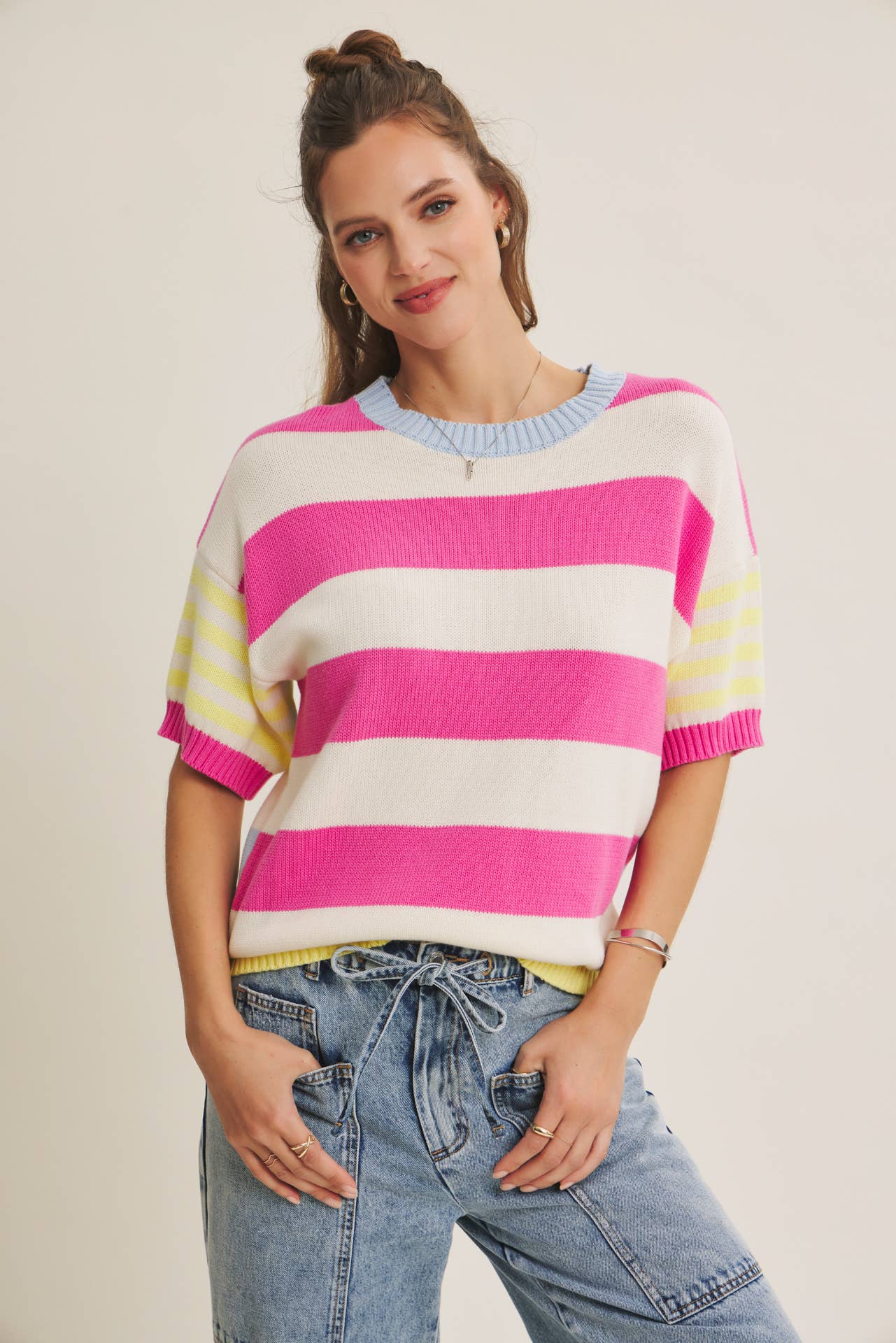 Summer multi stripe sweater top