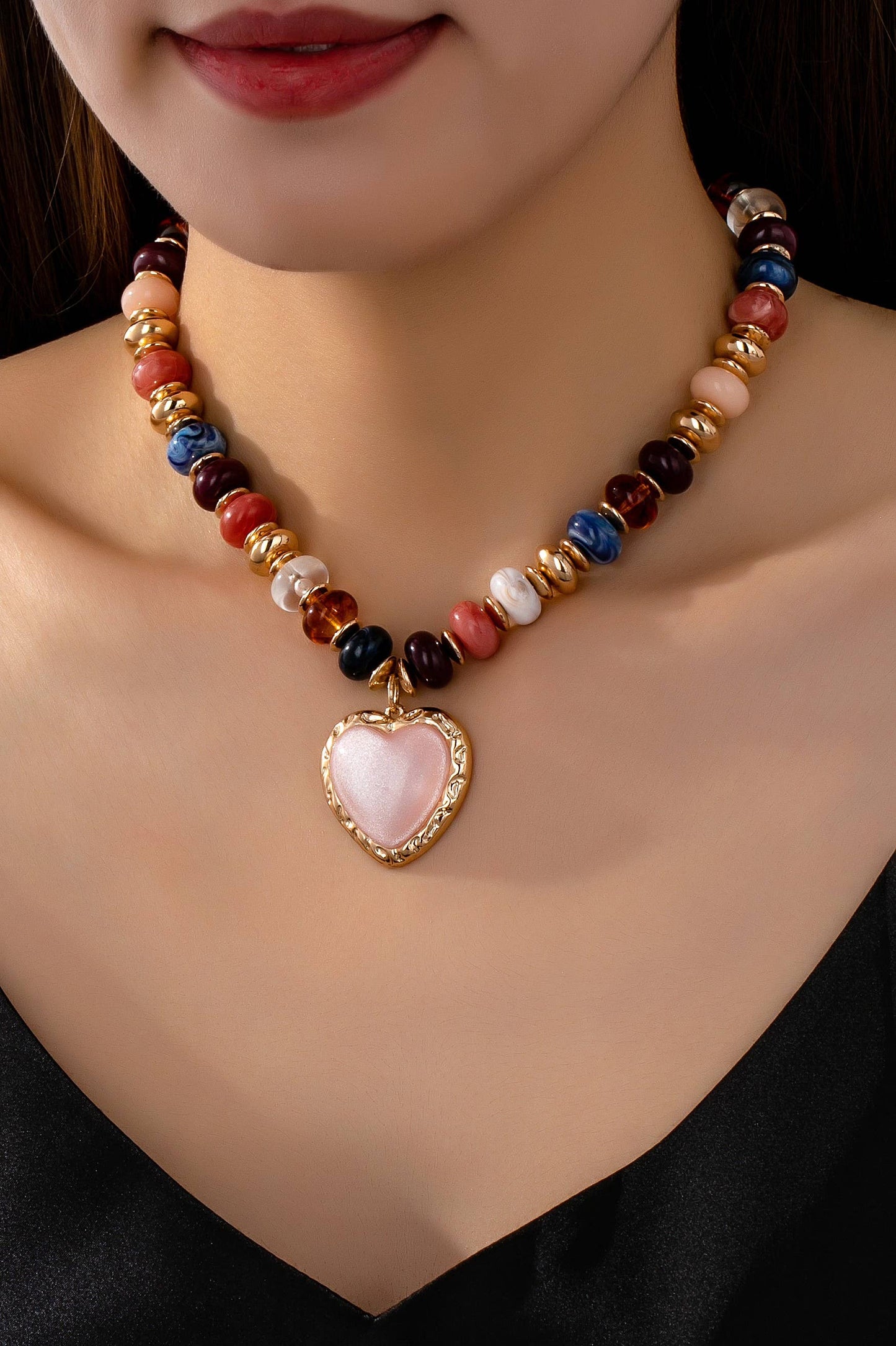 Trending Chunky Beaded Necklace with Charm