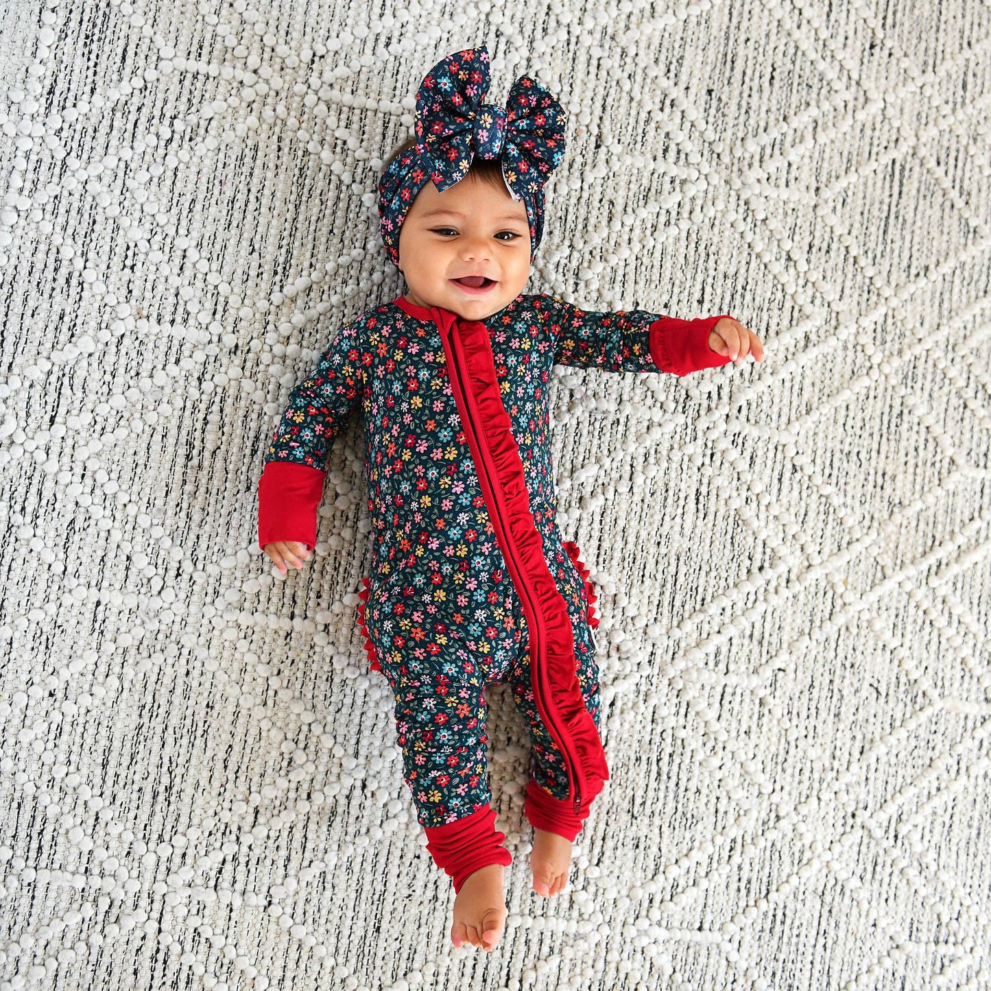 Isabelle RUFFLE ZIP Bamboo One Piece Floral Baby Outfit