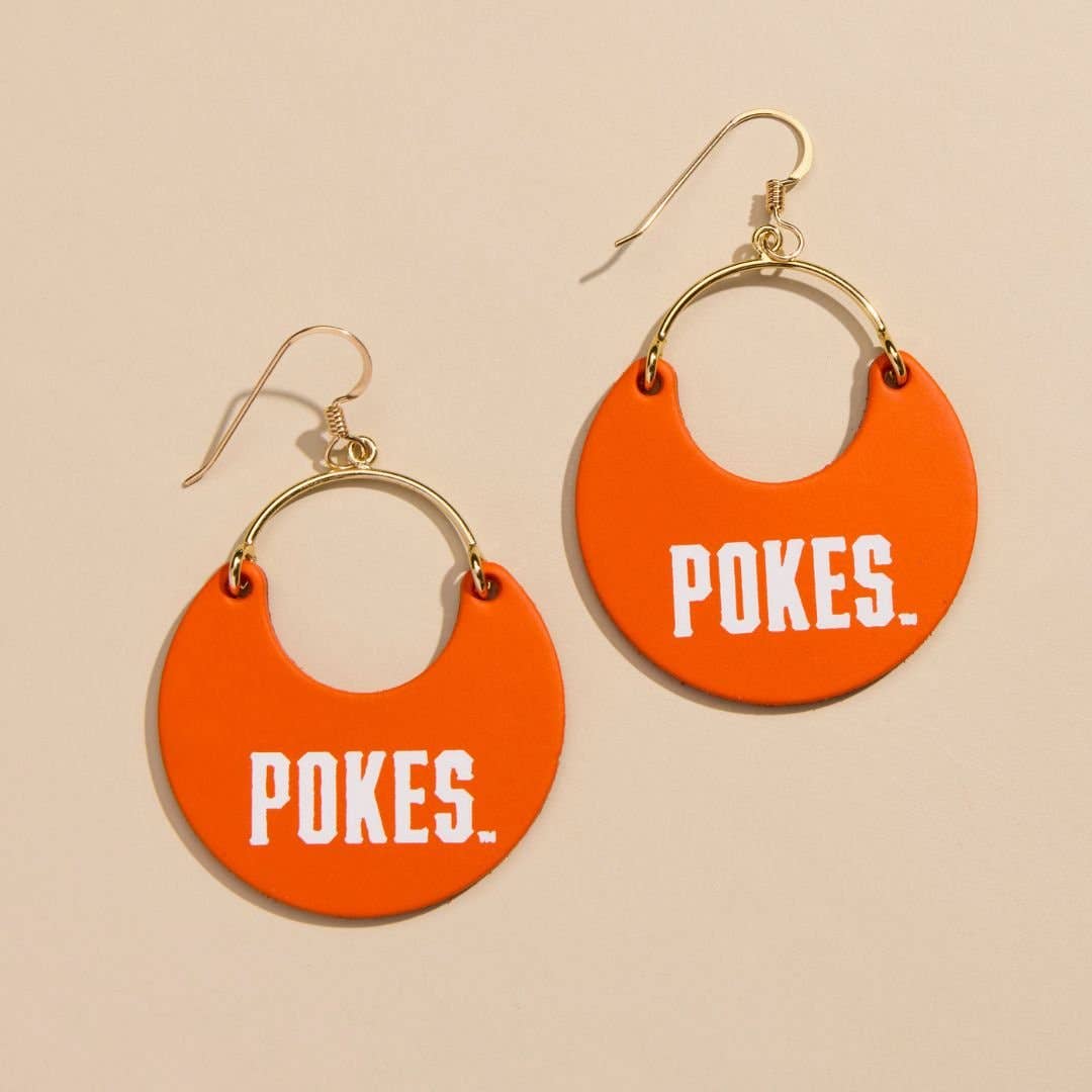 Orange Oklahoma State University Pokes Nina Leather Hoop Earrings