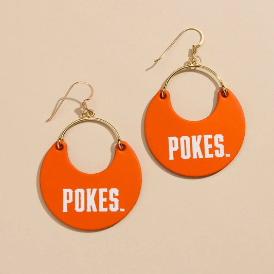 Orange Oklahoma State University Pokes Nina Leather Hoop Earrings