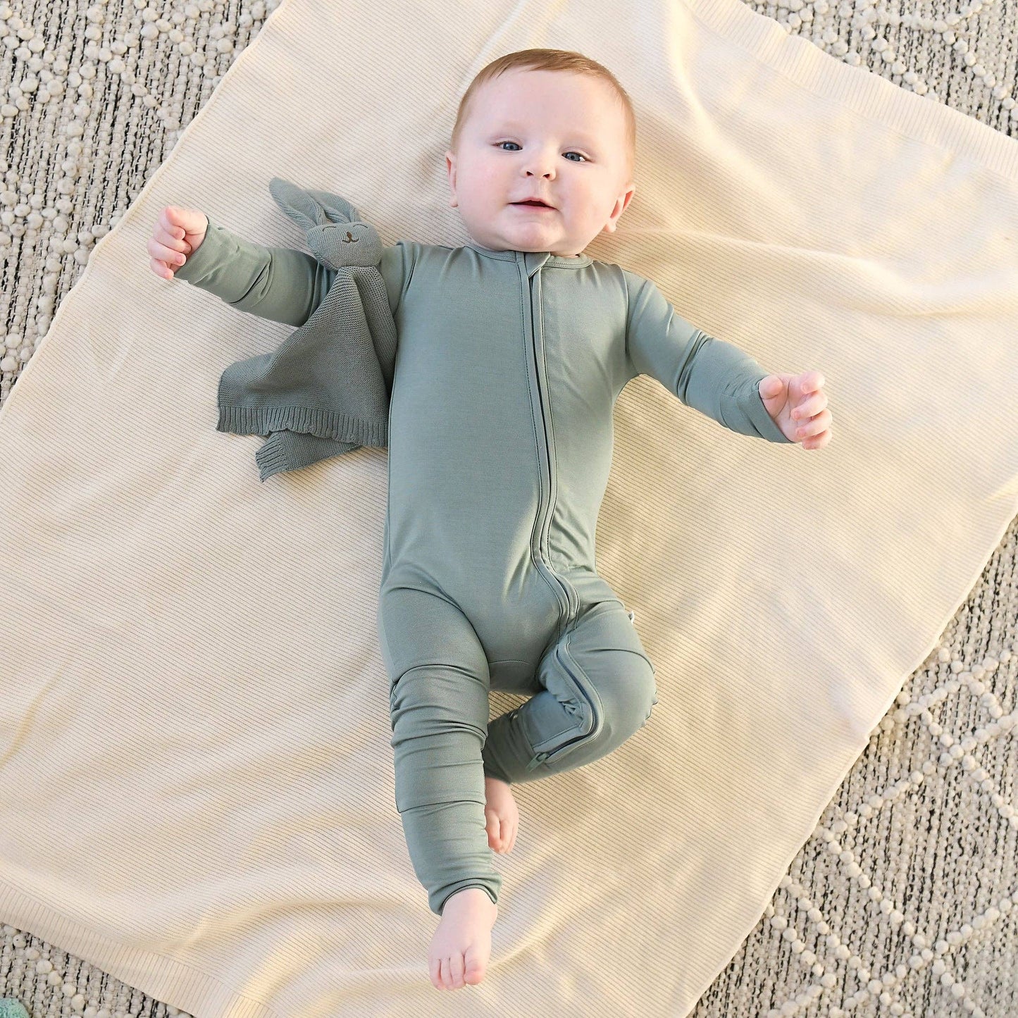 Eucalyptus ZIP Bamboo Keepsake Two Way Zipper Baby Outfit