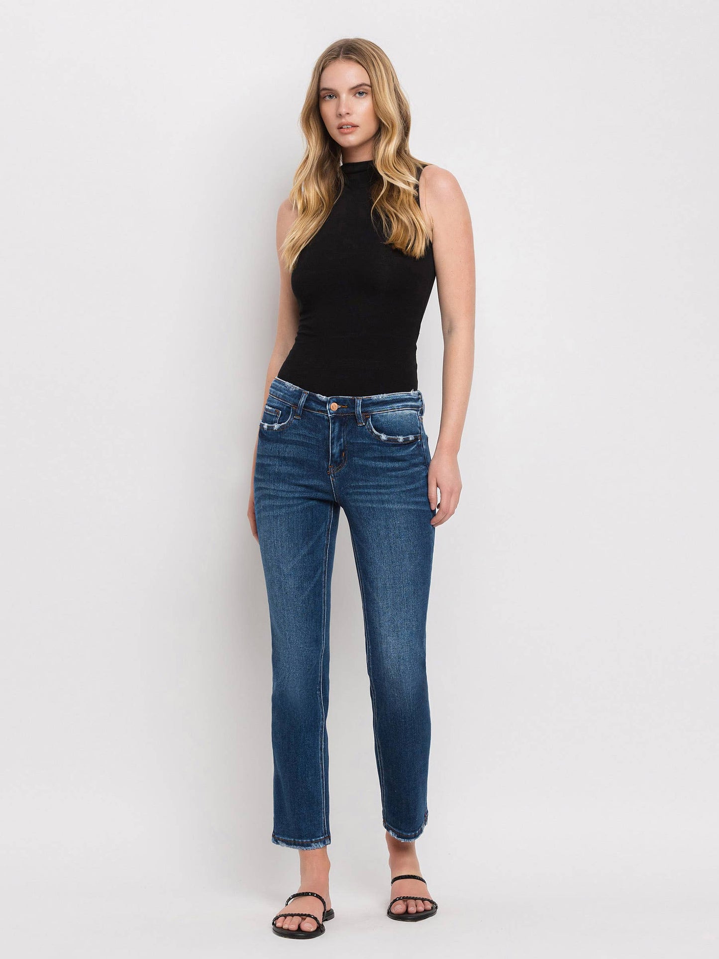 Flying Monkey Mid Rise Ankle Slim Straight Jeans