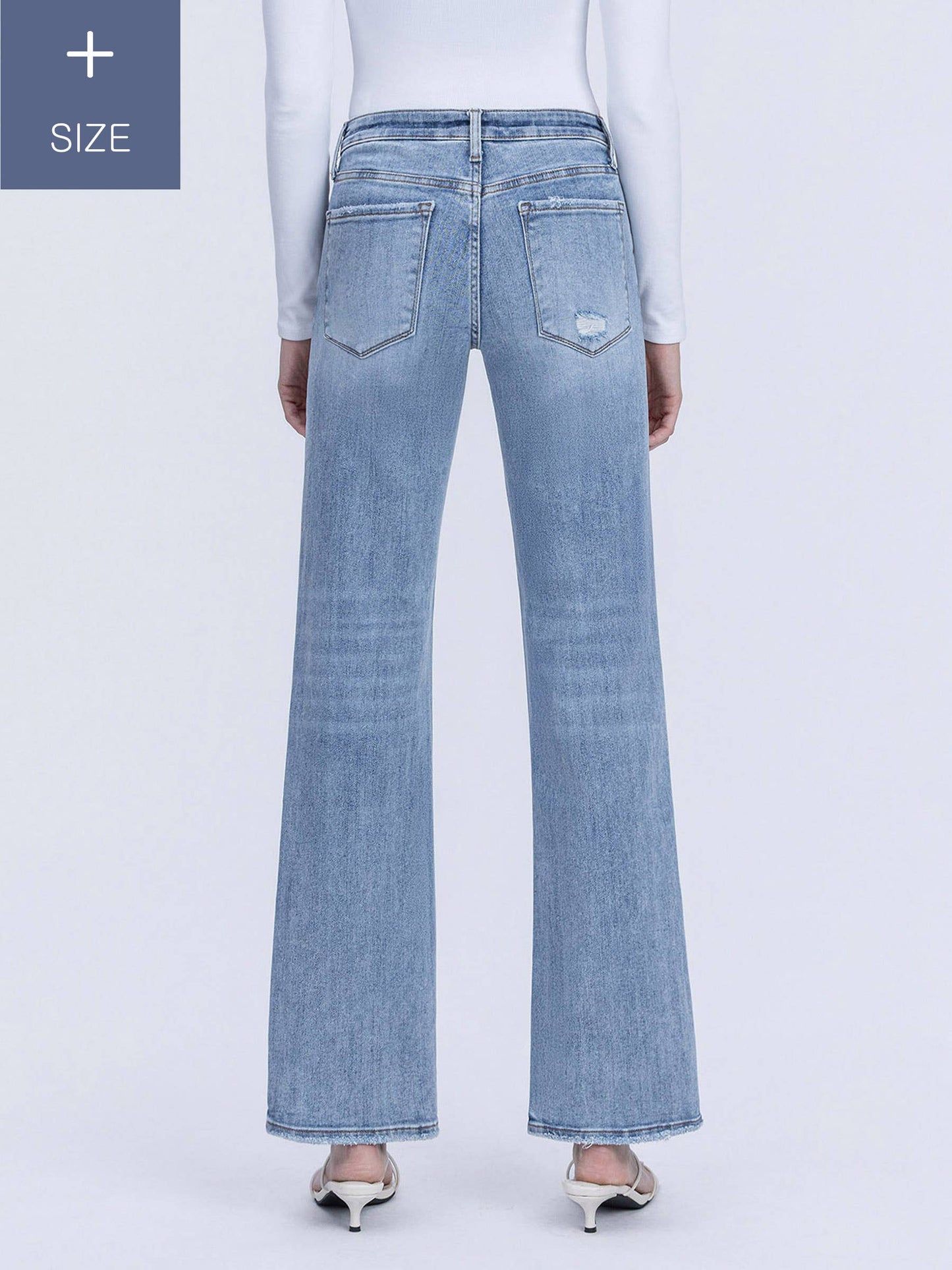 Plus Size Tummy Control Mid Rise Slim Wide Jeans