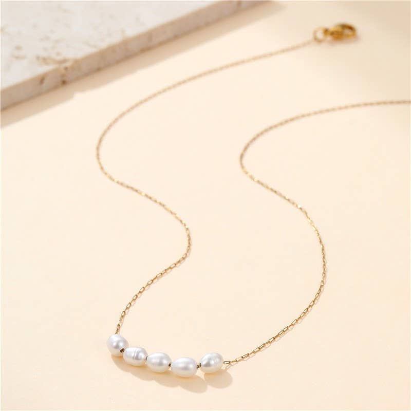 STAINLESS STEEL PEARL NECKLACE