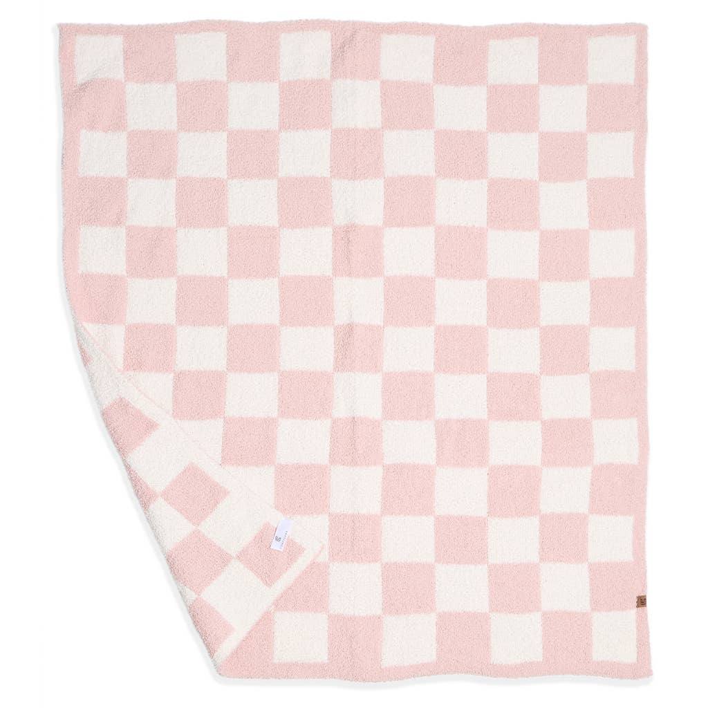 Pink Kids Checkered Pattern Soft Throw Blanket