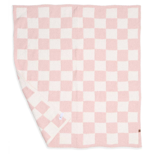 Pink Kids Checkered Pattern Soft Throw Blanket