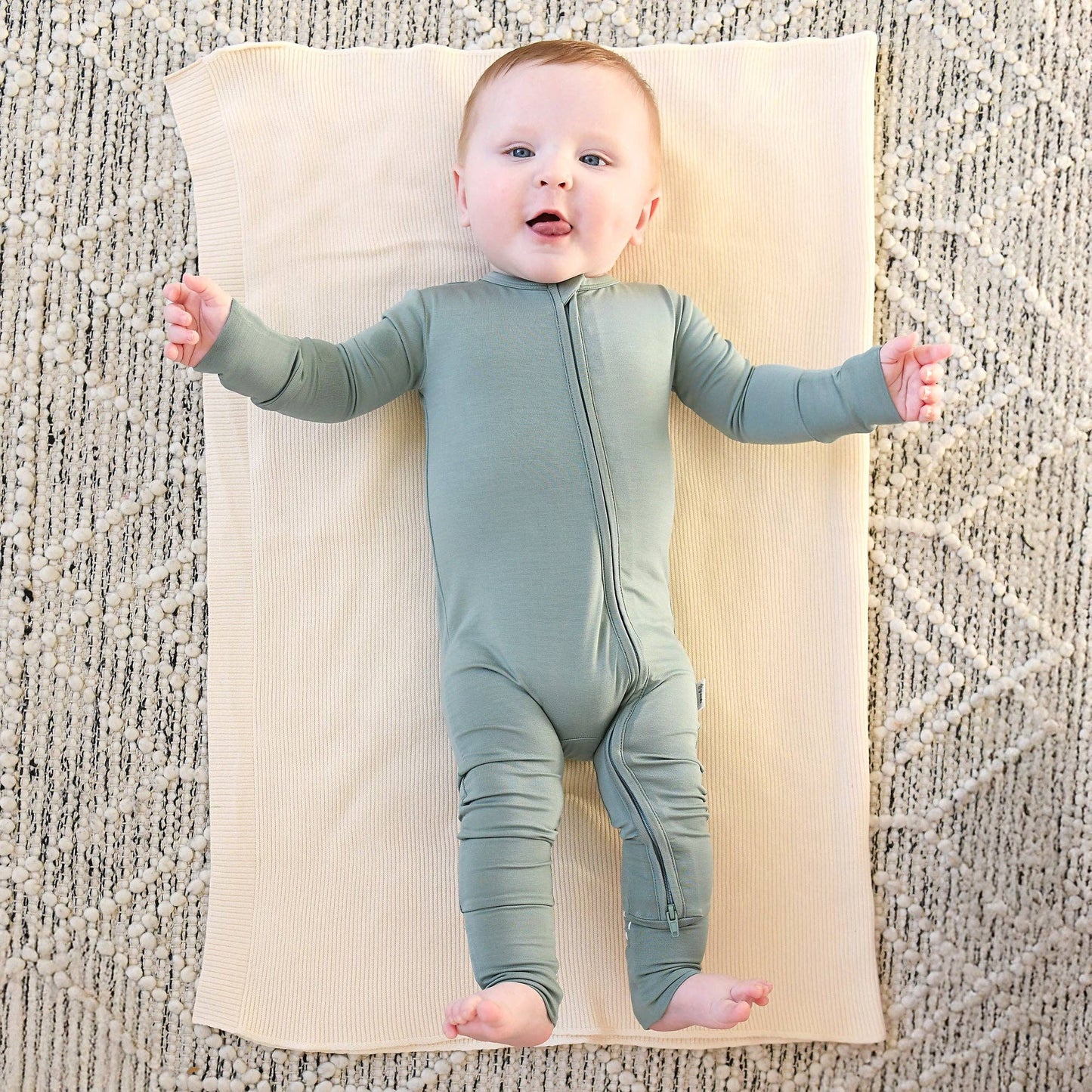 Eucalyptus ZIP Bamboo Keepsake Two Way Zipper Baby Outfit