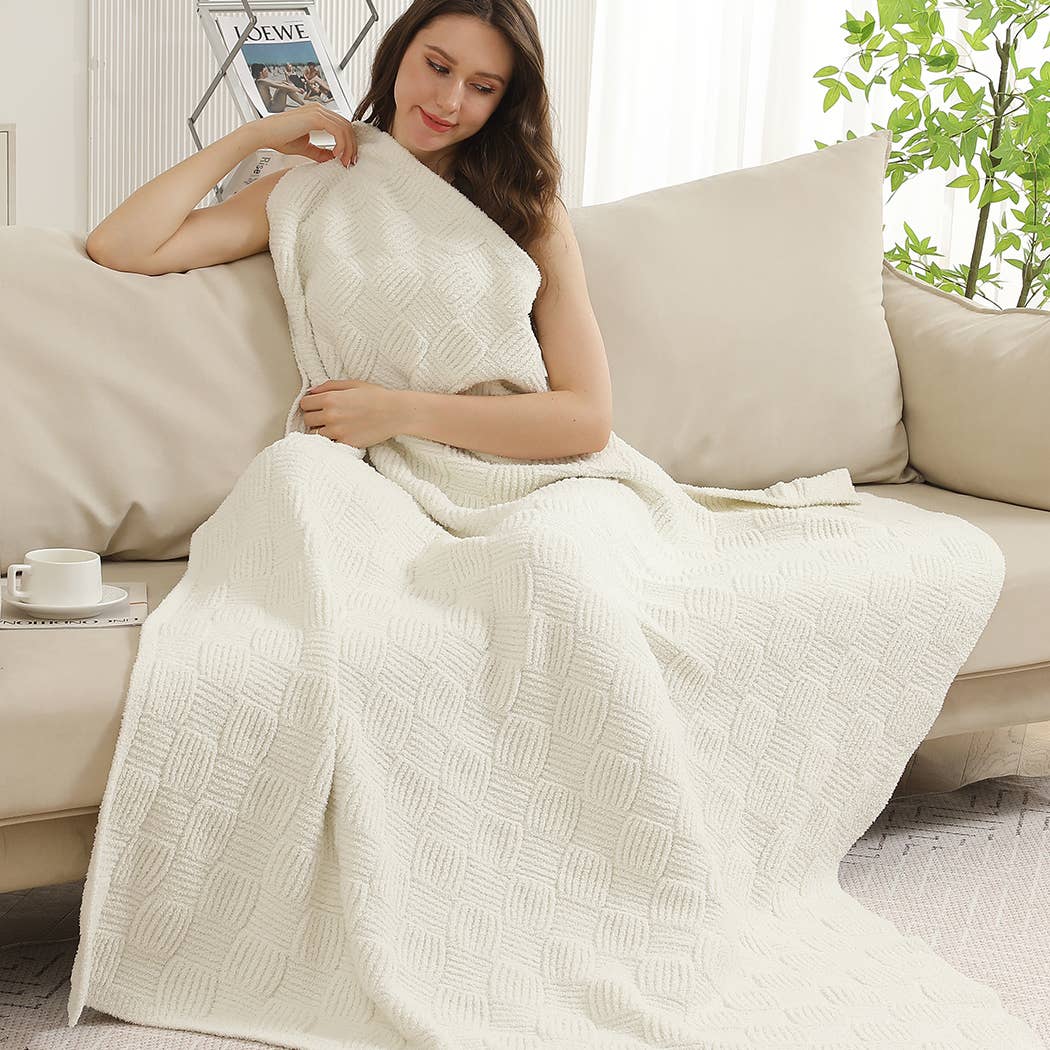 Solid Color Knit Cozy Soft Throw Blanket