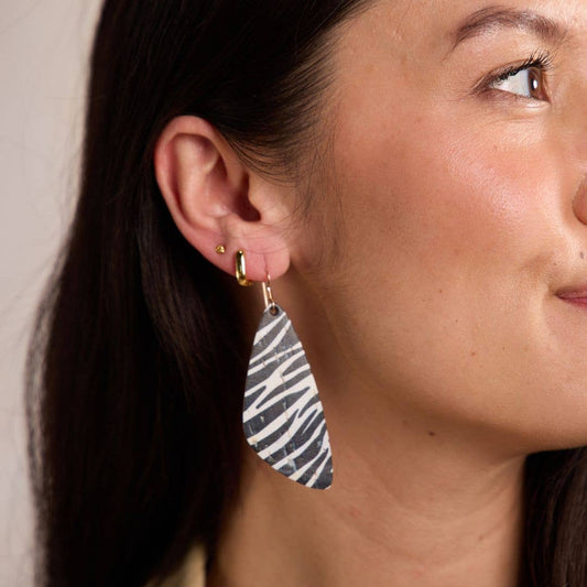 Zebra Cork Evie Nickel & Suede