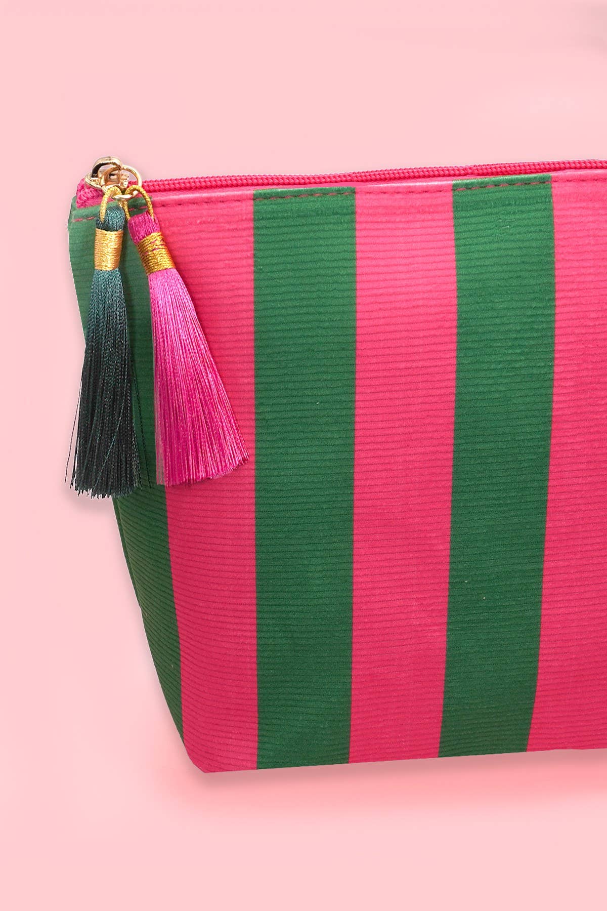 Black & White Striped Tassel Makeup Pouch