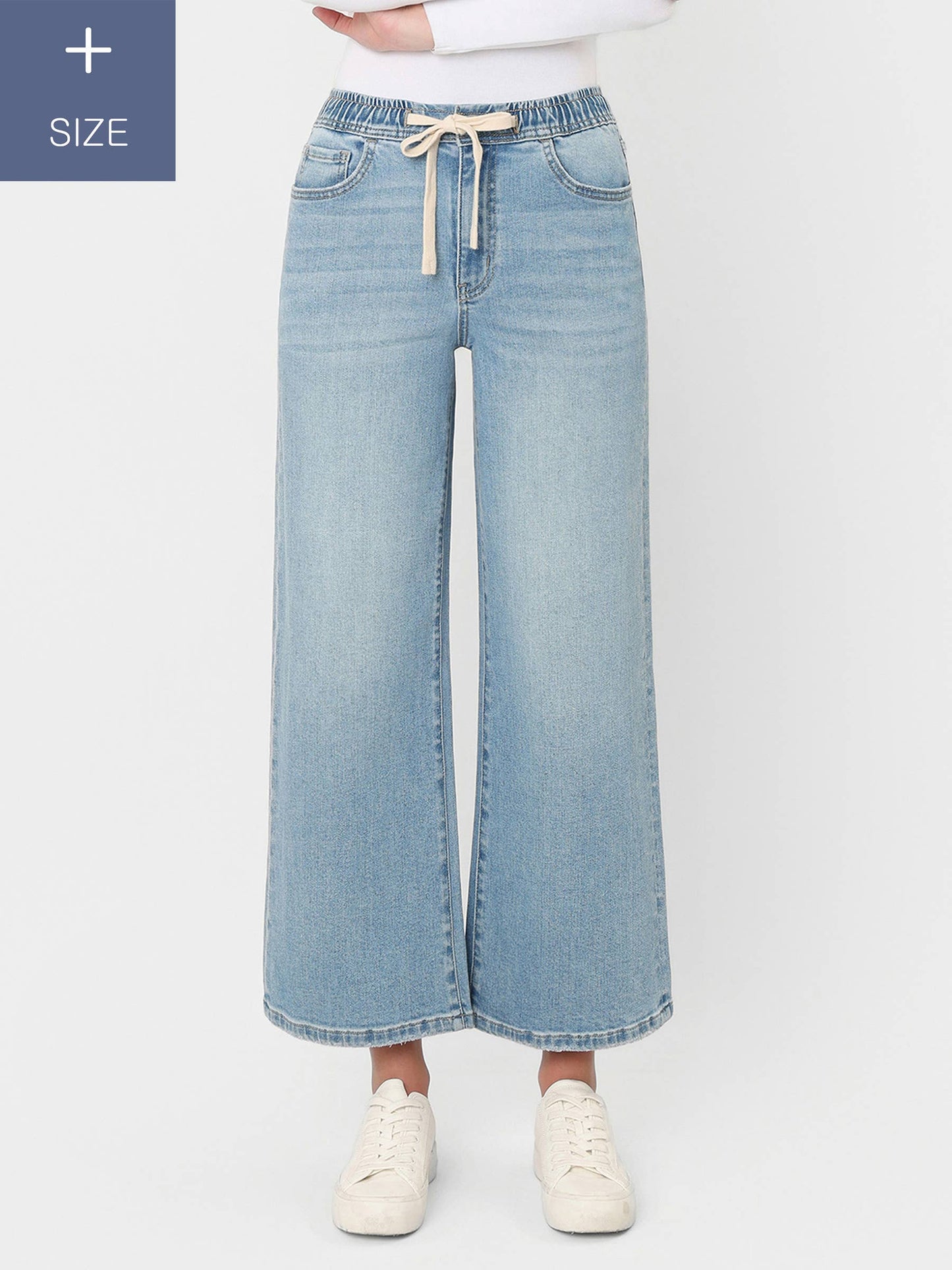 Vervet High Rise Elastic Waistband Crop Wide Leg