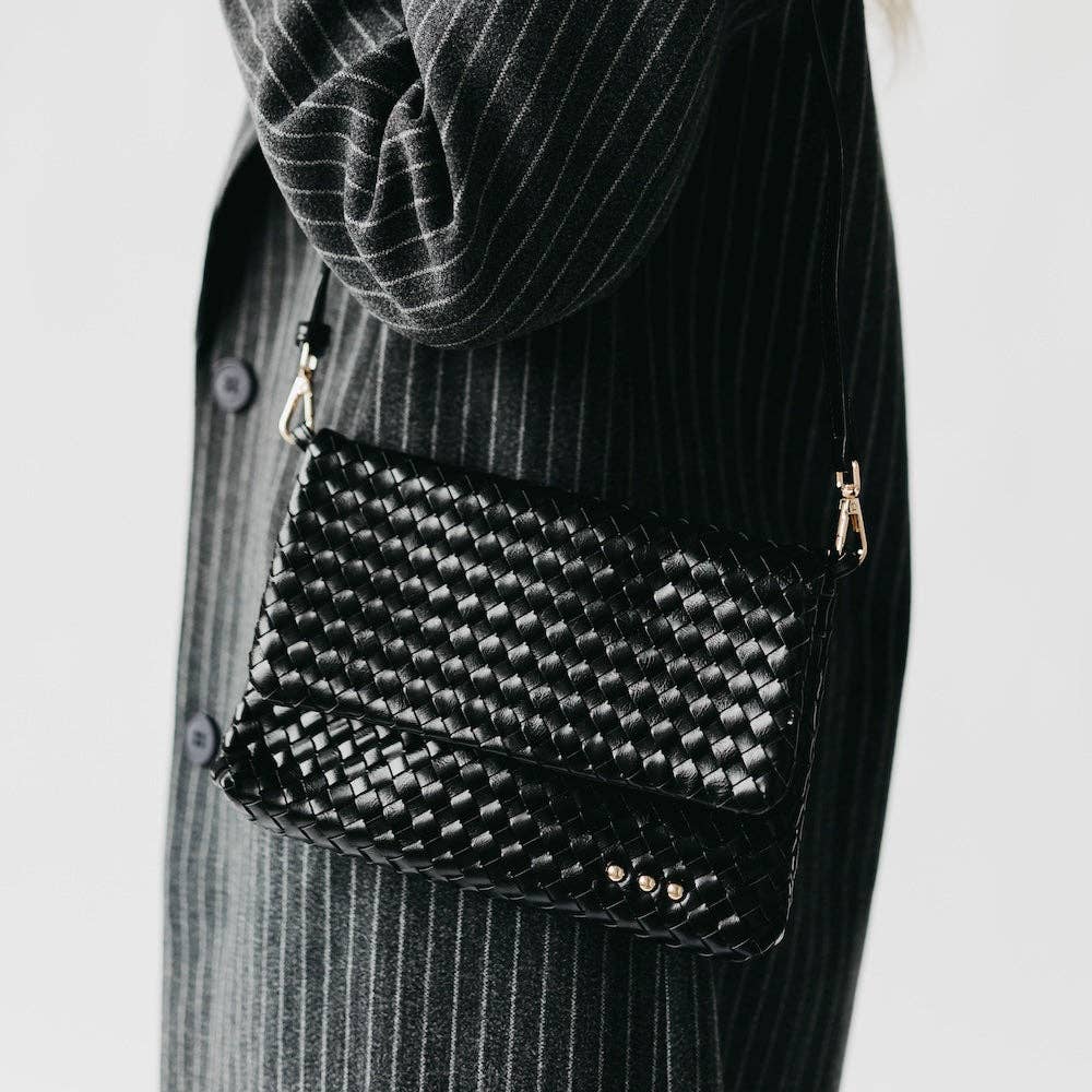 Wrenlee Woven Flap Crossbody (Black or Brown)
