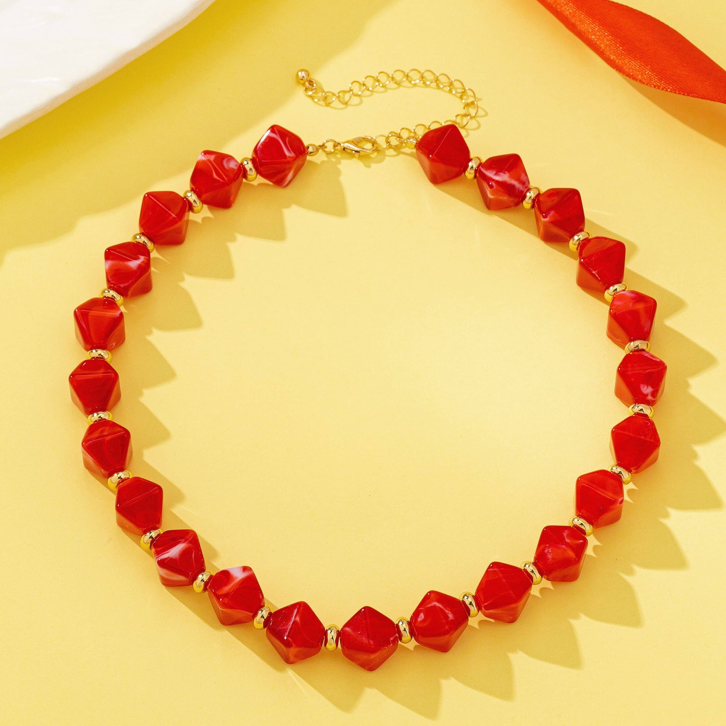 Red Resin Briolette Necklaces