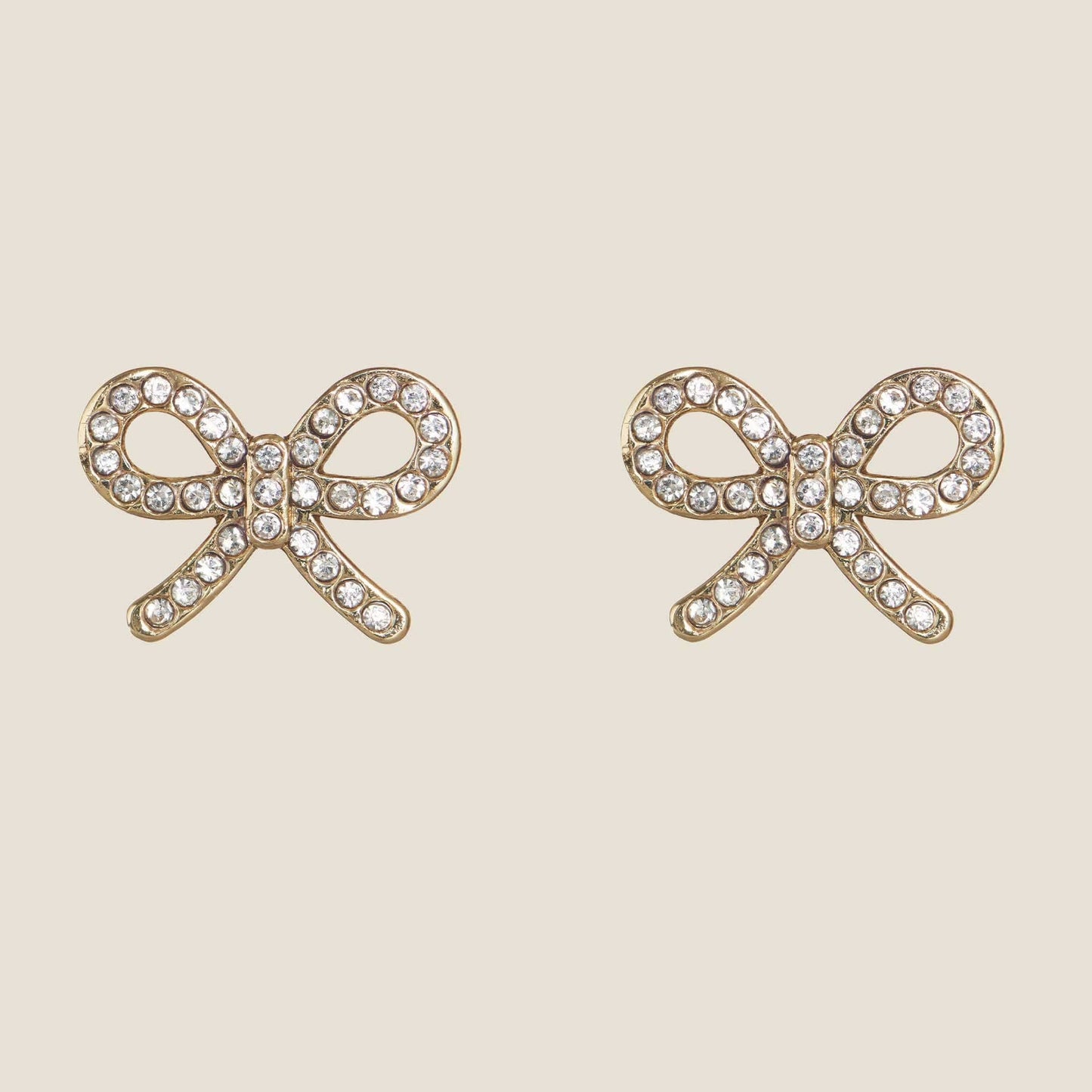 Crystal Bow Studs - Nickel & Suede
