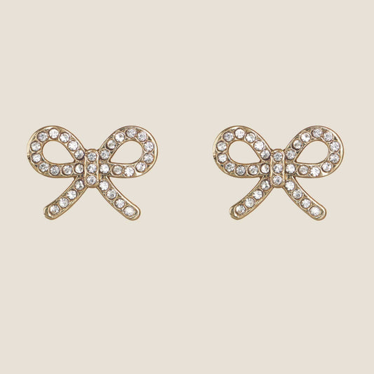 Crystal Bow Studs - Nickel & Suede