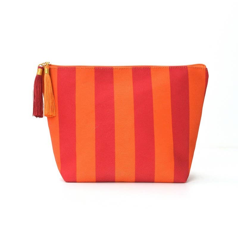 Black & White Striped Tassel Makeup Pouch