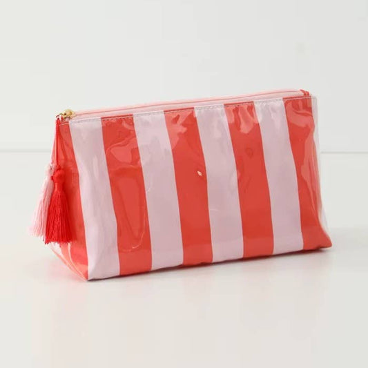 TRAVEL STRIPE COSMETIC MAKEUP POUCH BAG
