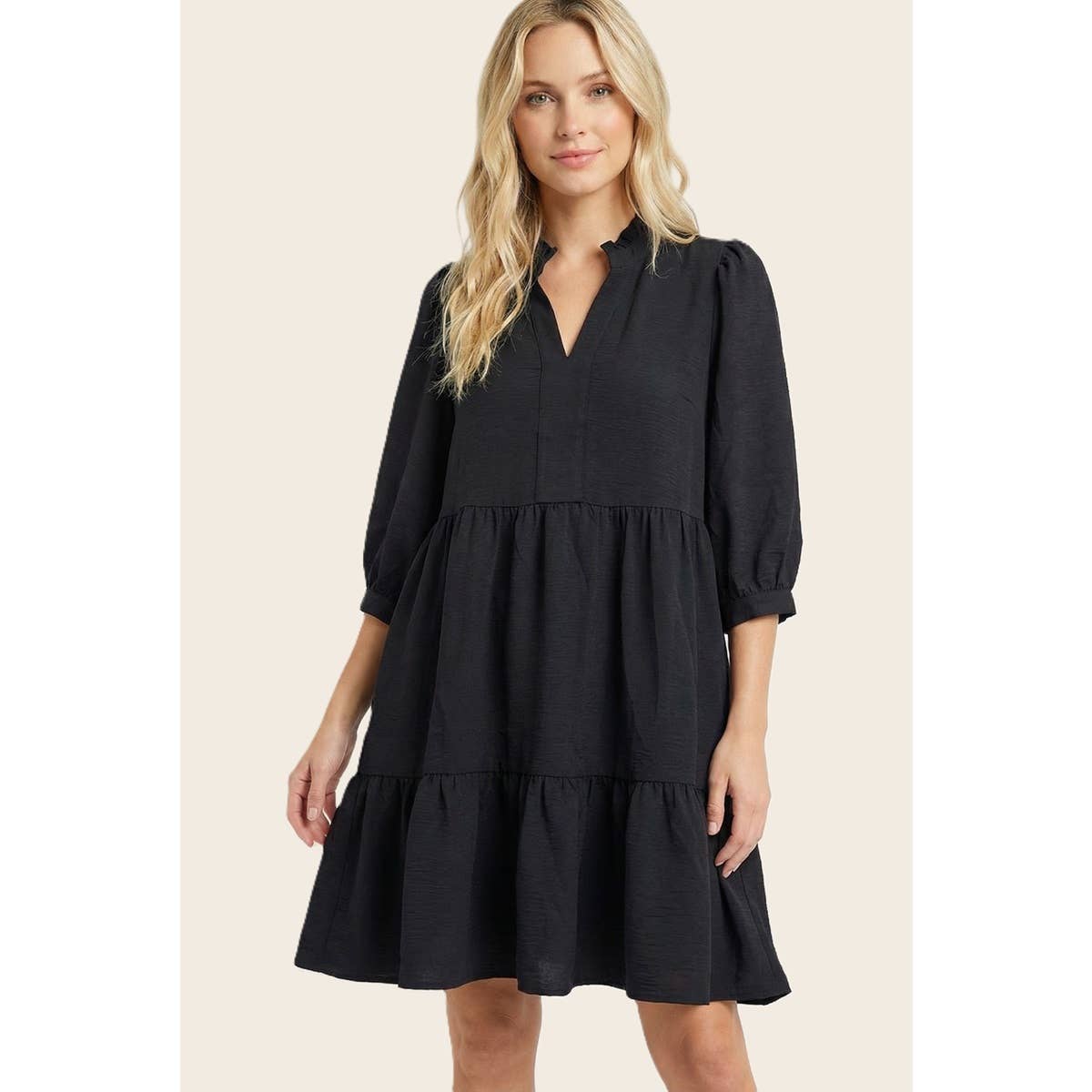 Black frilled tiered dress