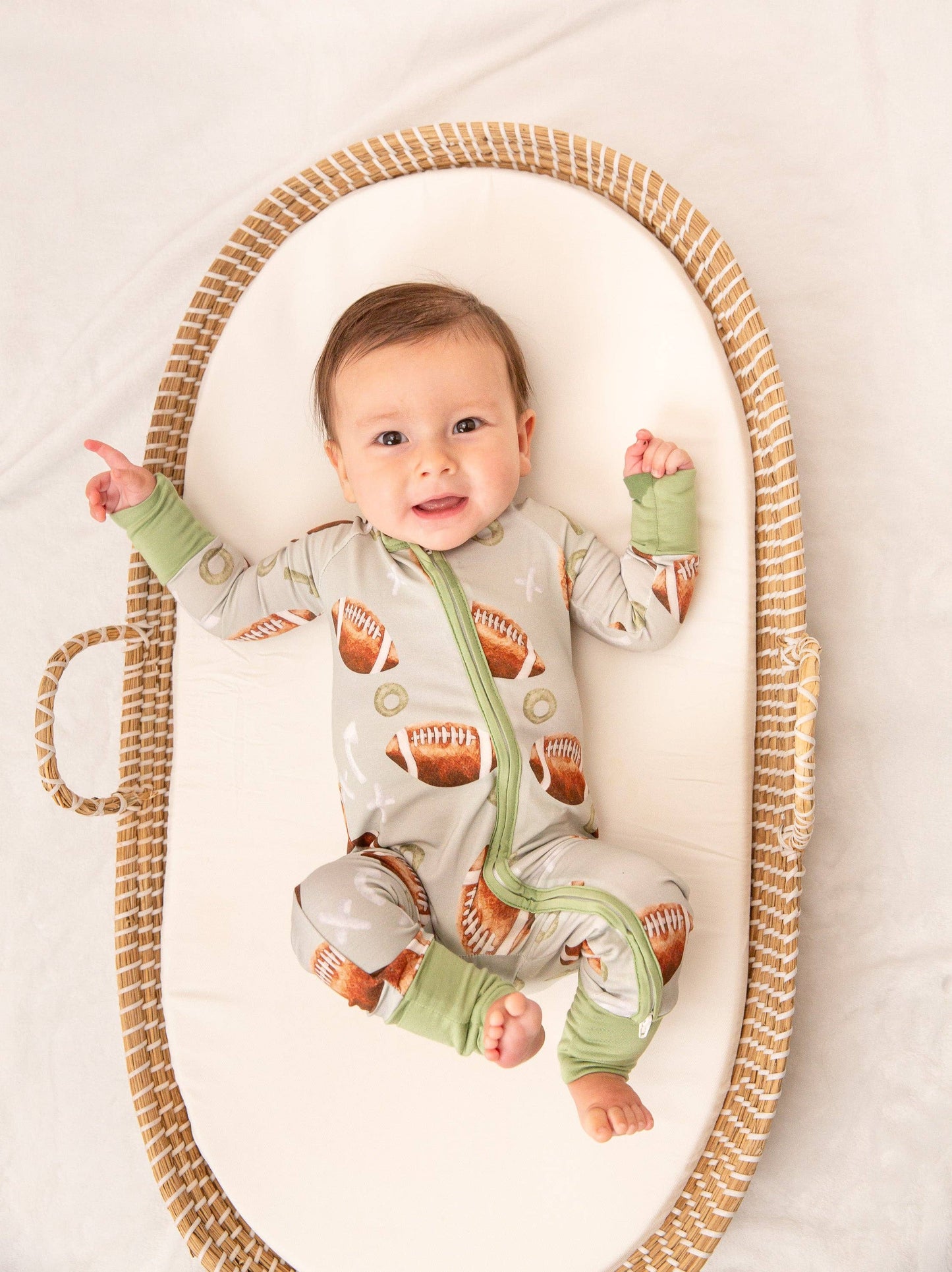 Football Baby Bamboo Zipper Romper