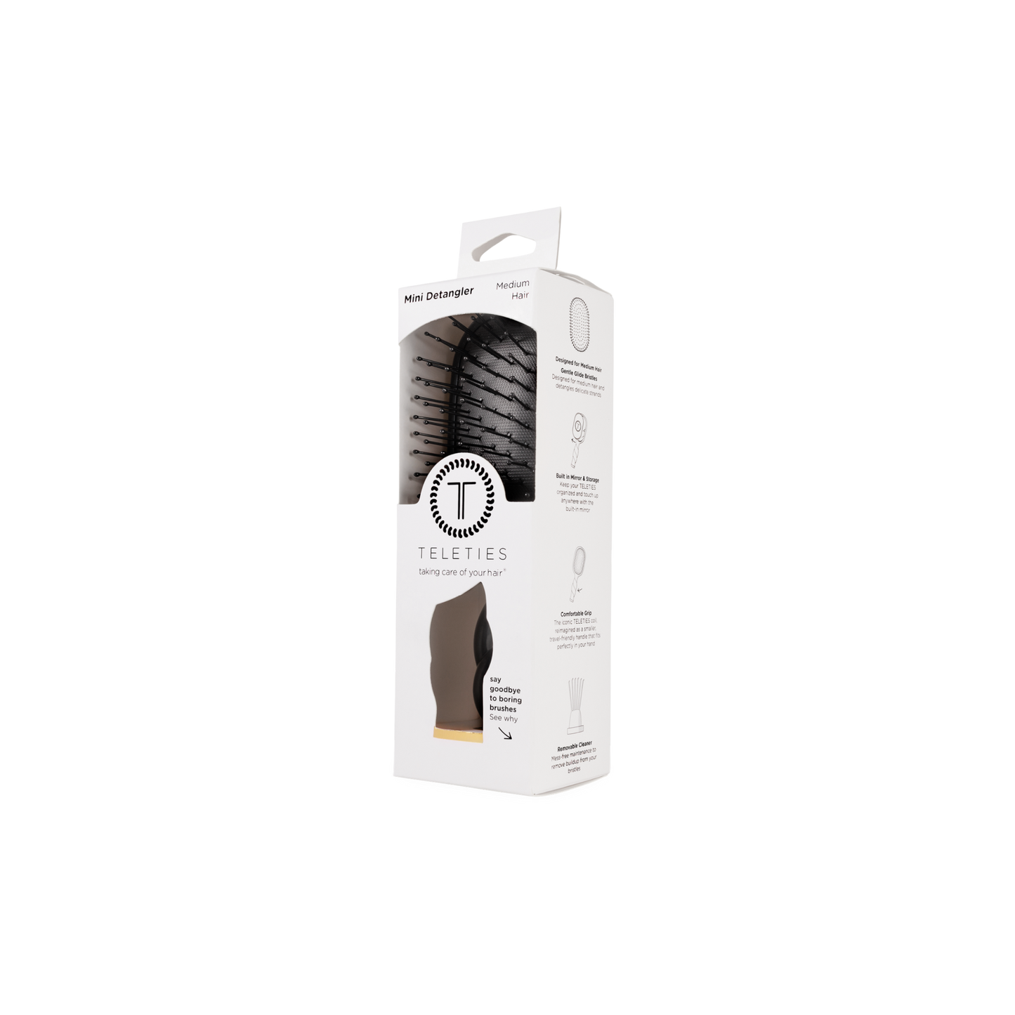 Teletie Mini Detangler Brush | Jet Black | Medium