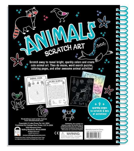 Animal Scratch Art, Fun Activities & Stickers Activity Pad
