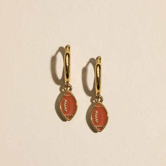 Football Huggie Earrings Nickel & Suede