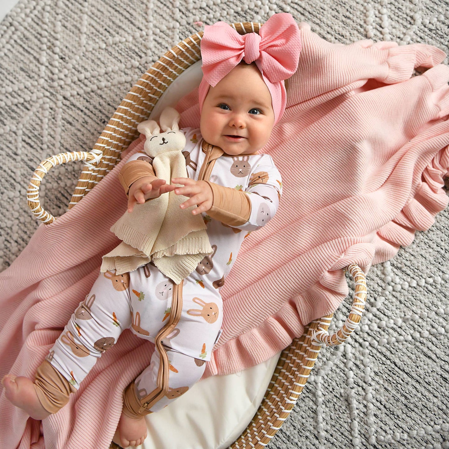 Noah ZIP Easter Bunny Bamboo 1-Piece 2way Zipper Baby Outfit