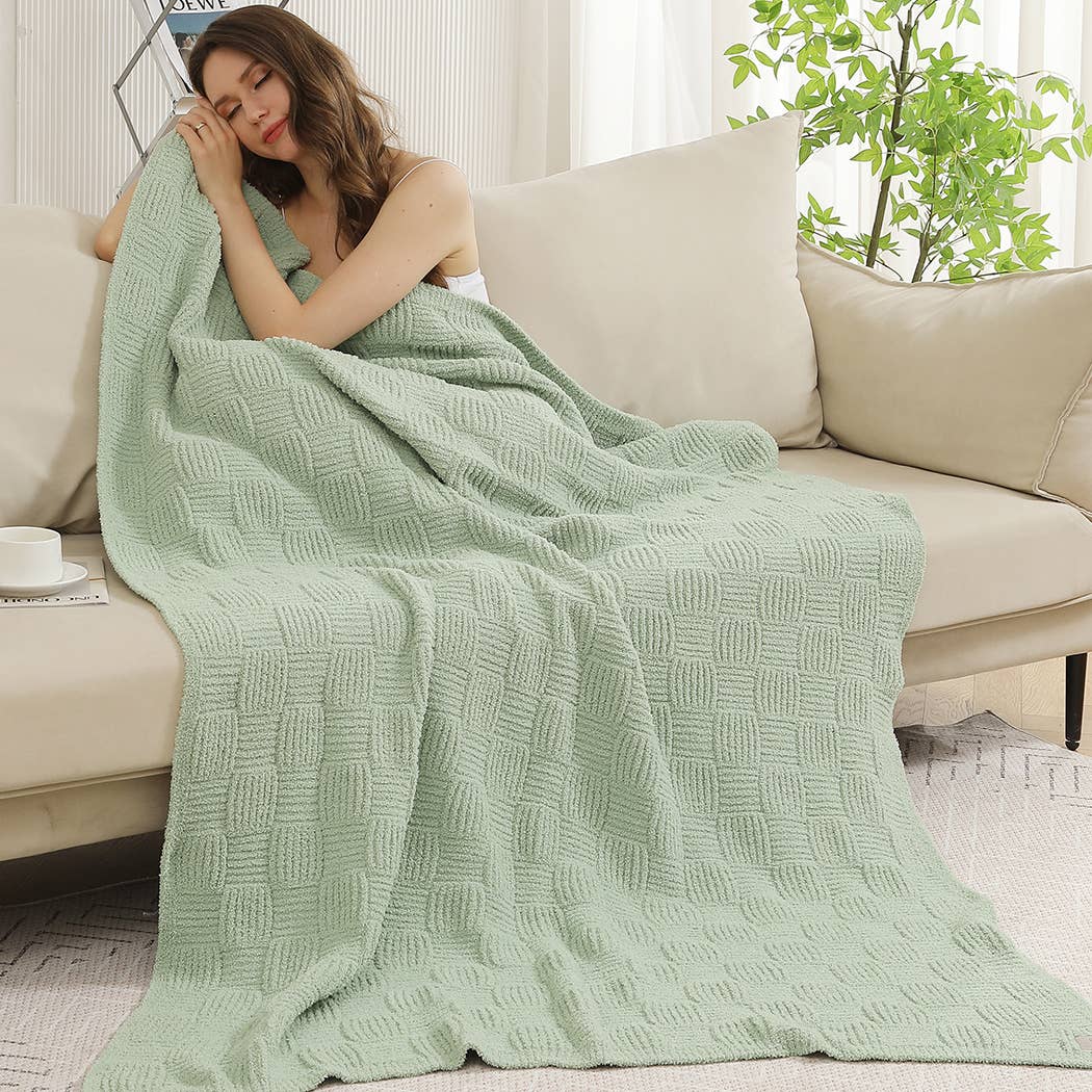 Solid Color Knit Cozy Soft Throw Blanket