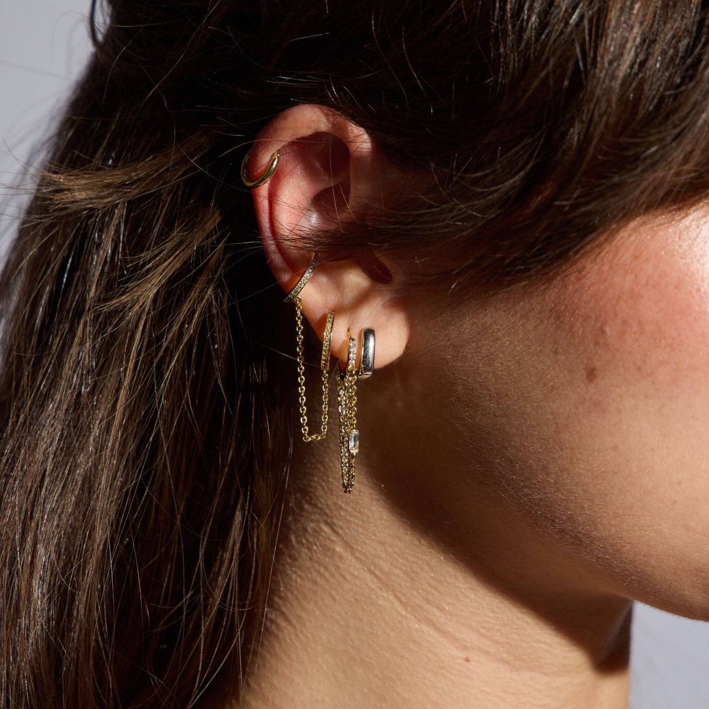 Silver Waterproof Square Huggie Earrings