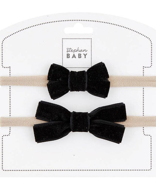 Fancy Bow Headband - Black -  Set of 2