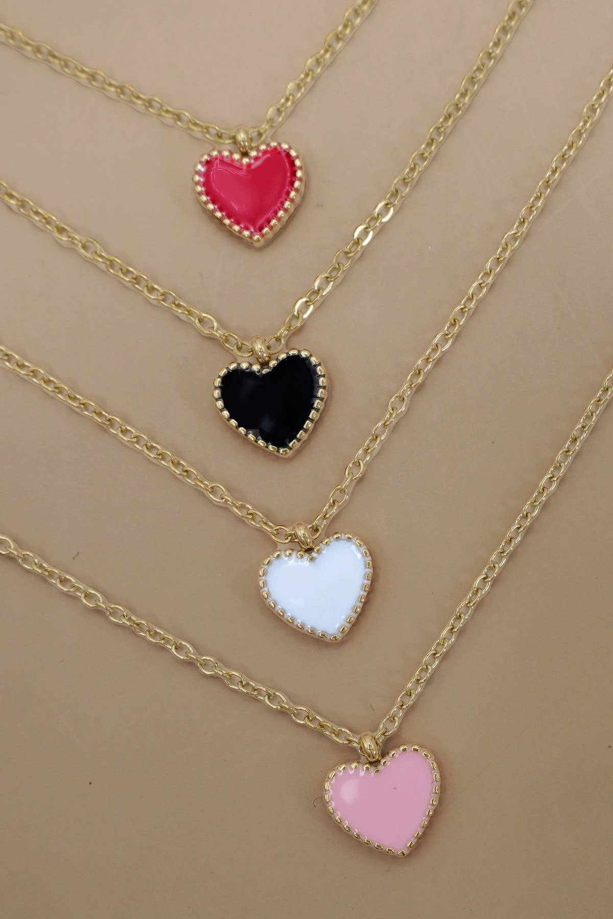 Stainless Steel Heart Necklace (Pink or Red)