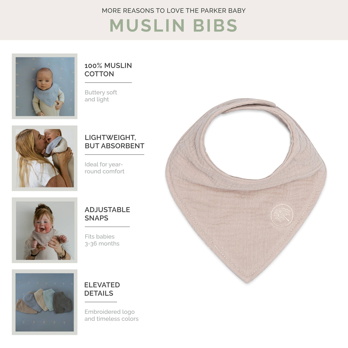 Stormy Muslin Bandana Bibs Set