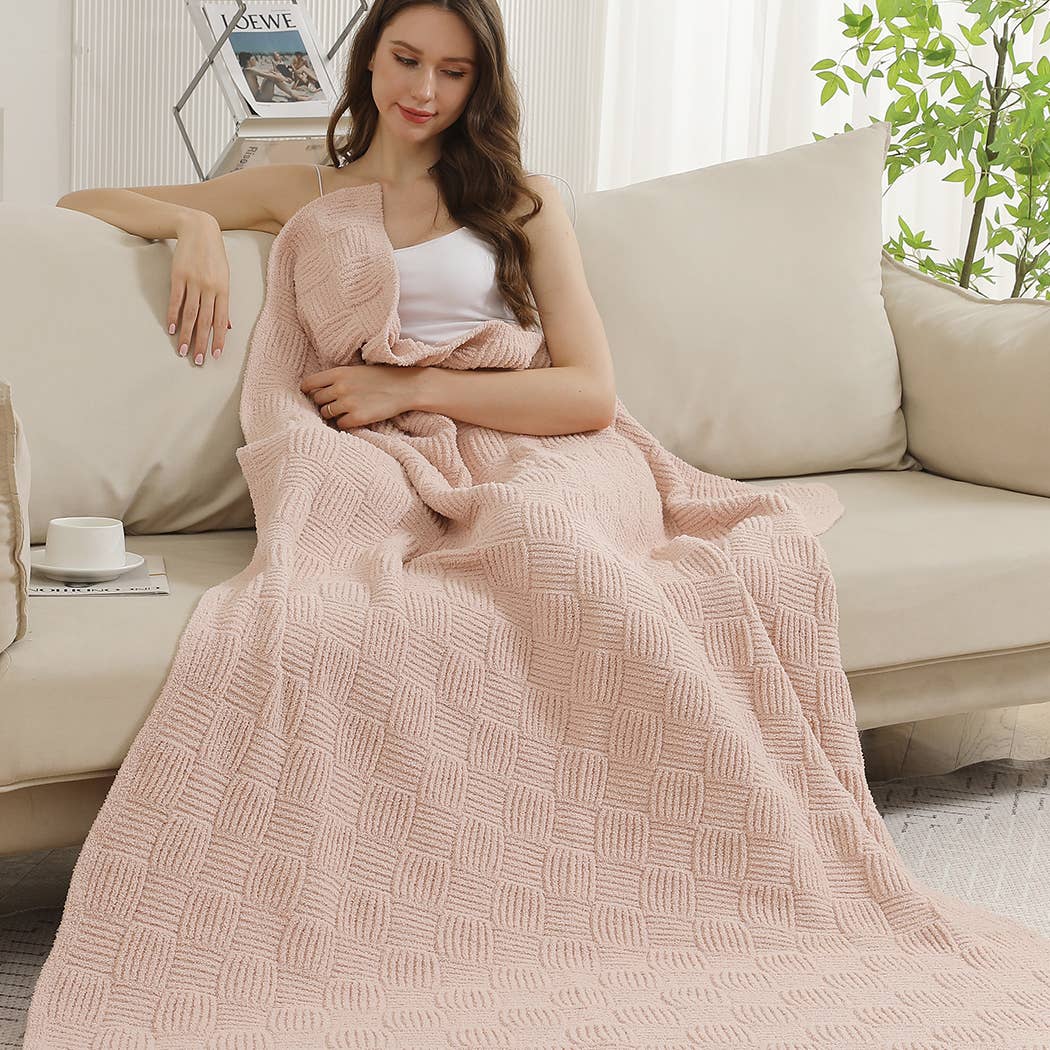 Solid Color Knit Cozy Soft Throw Blanket